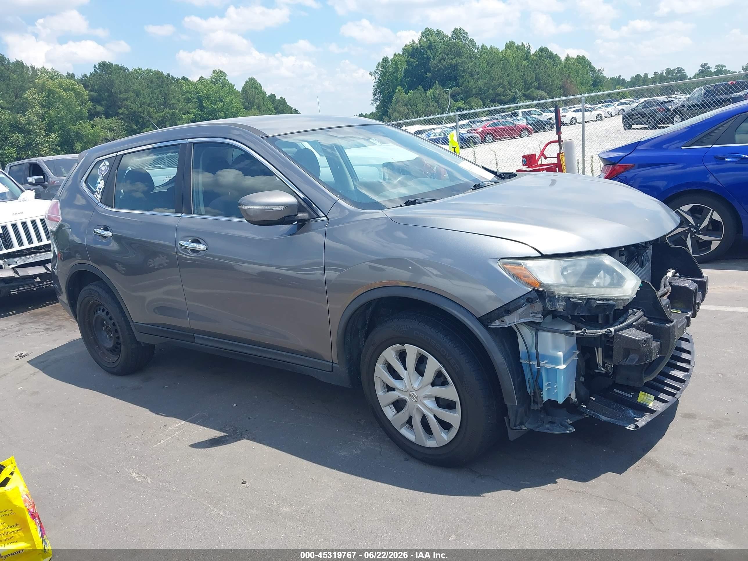 2015 Nissan Rogue S Gray vin: KNMAT2MV5FP515959