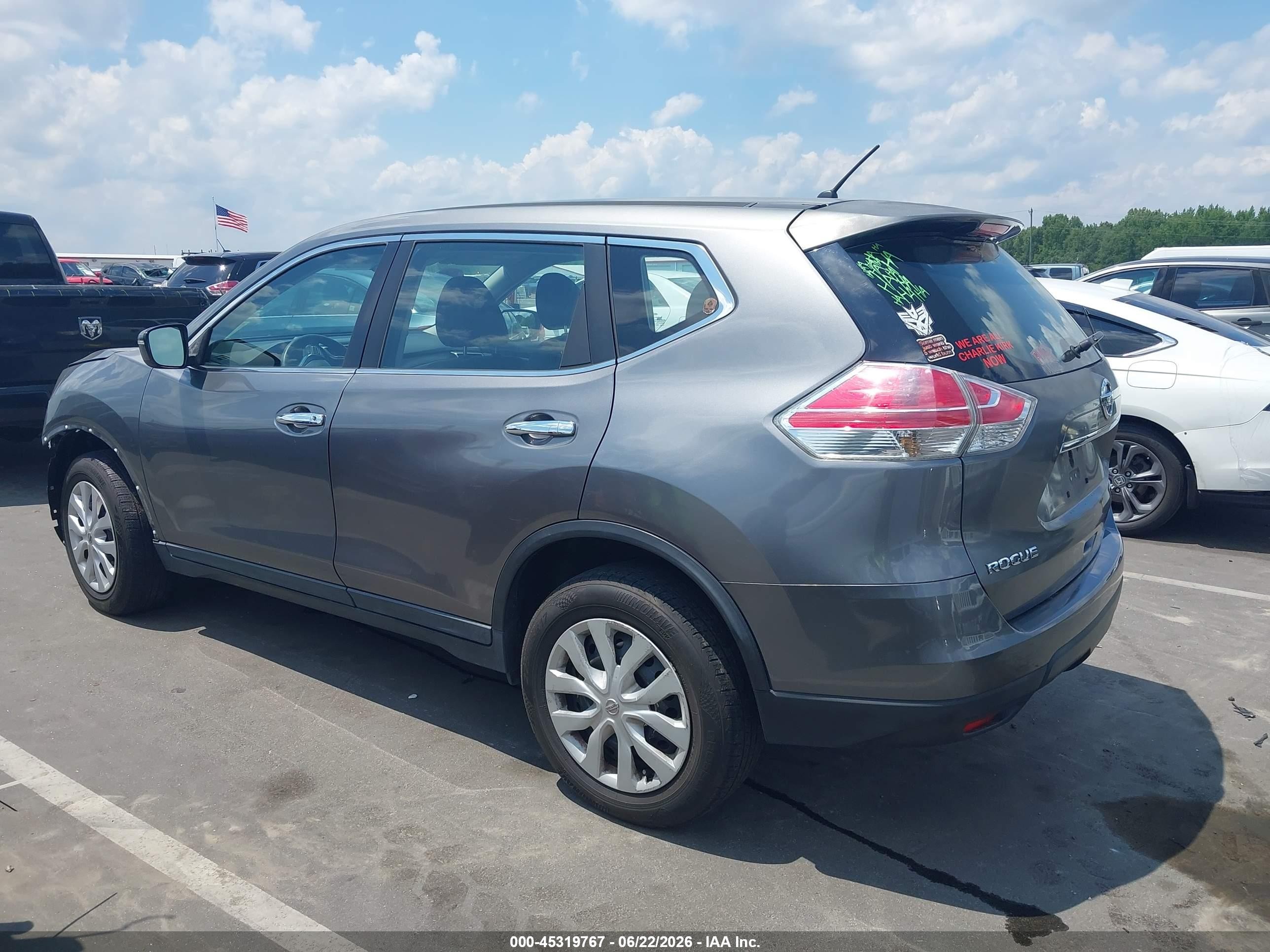 2015 Nissan Rogue S Gray vin: KNMAT2MV5FP515959