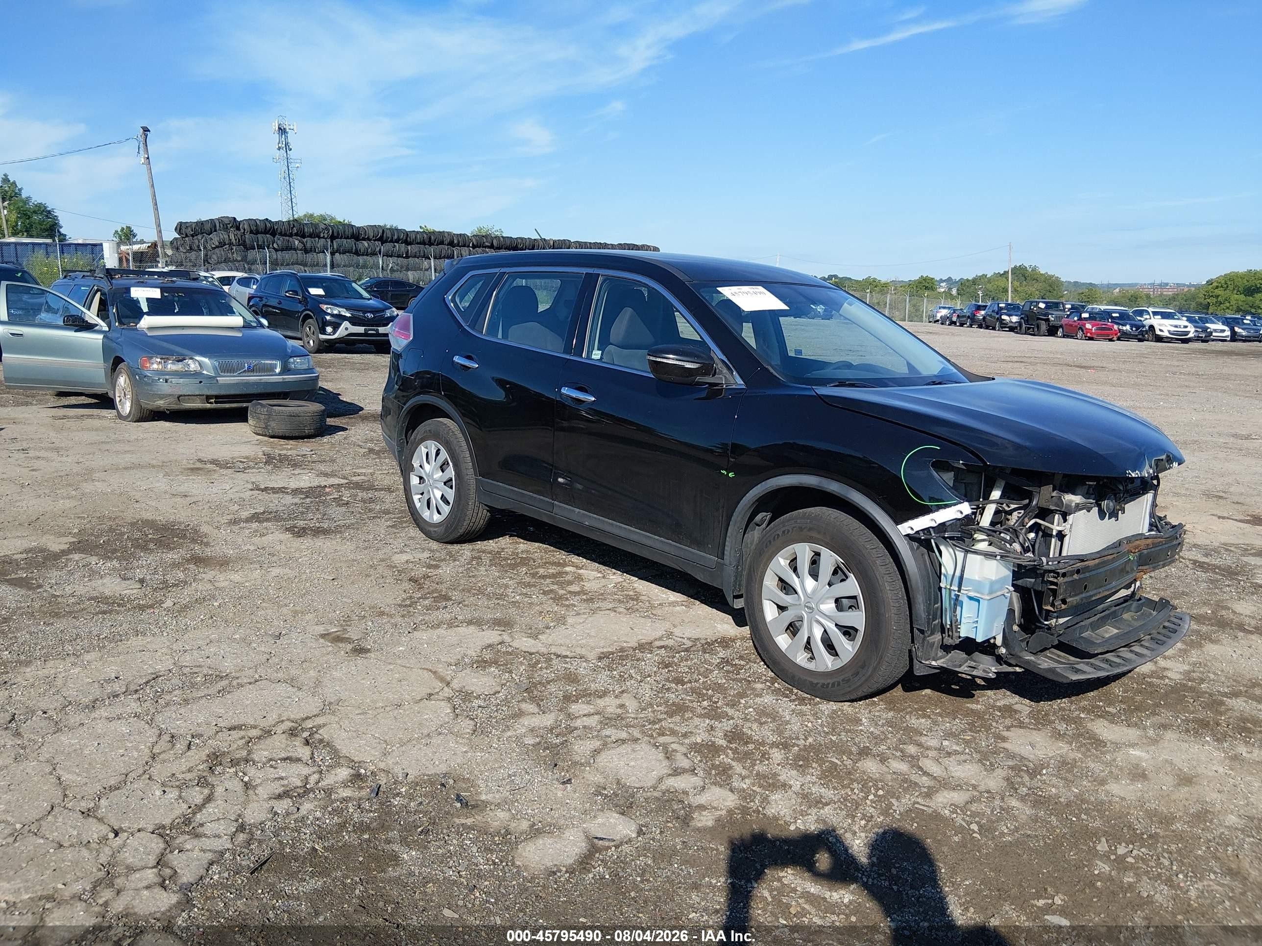2015 Nissan Rogue S Black vin: KNMAT2MV5FP516805
