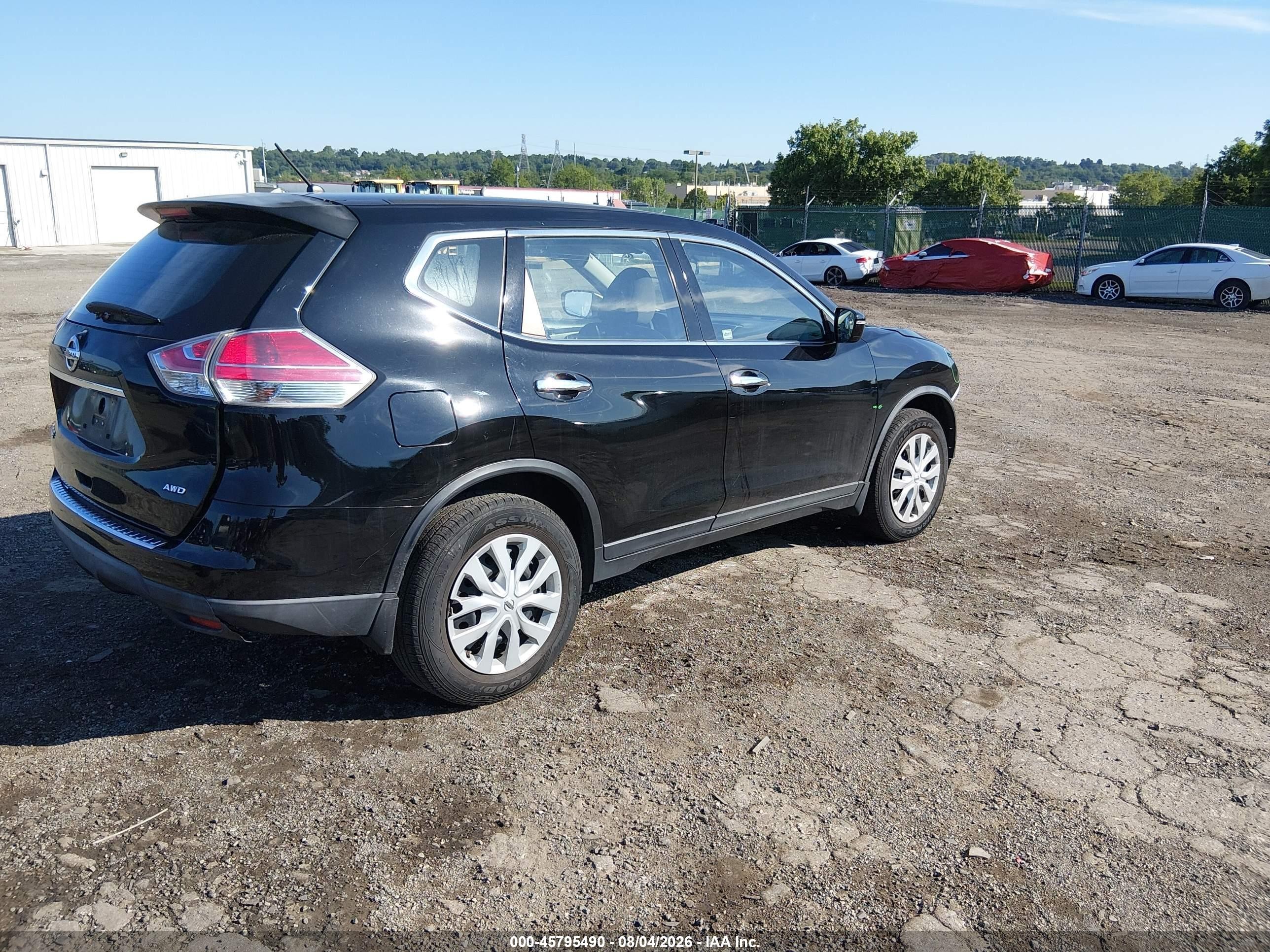 2015 Nissan Rogue S Black vin: KNMAT2MV5FP516805