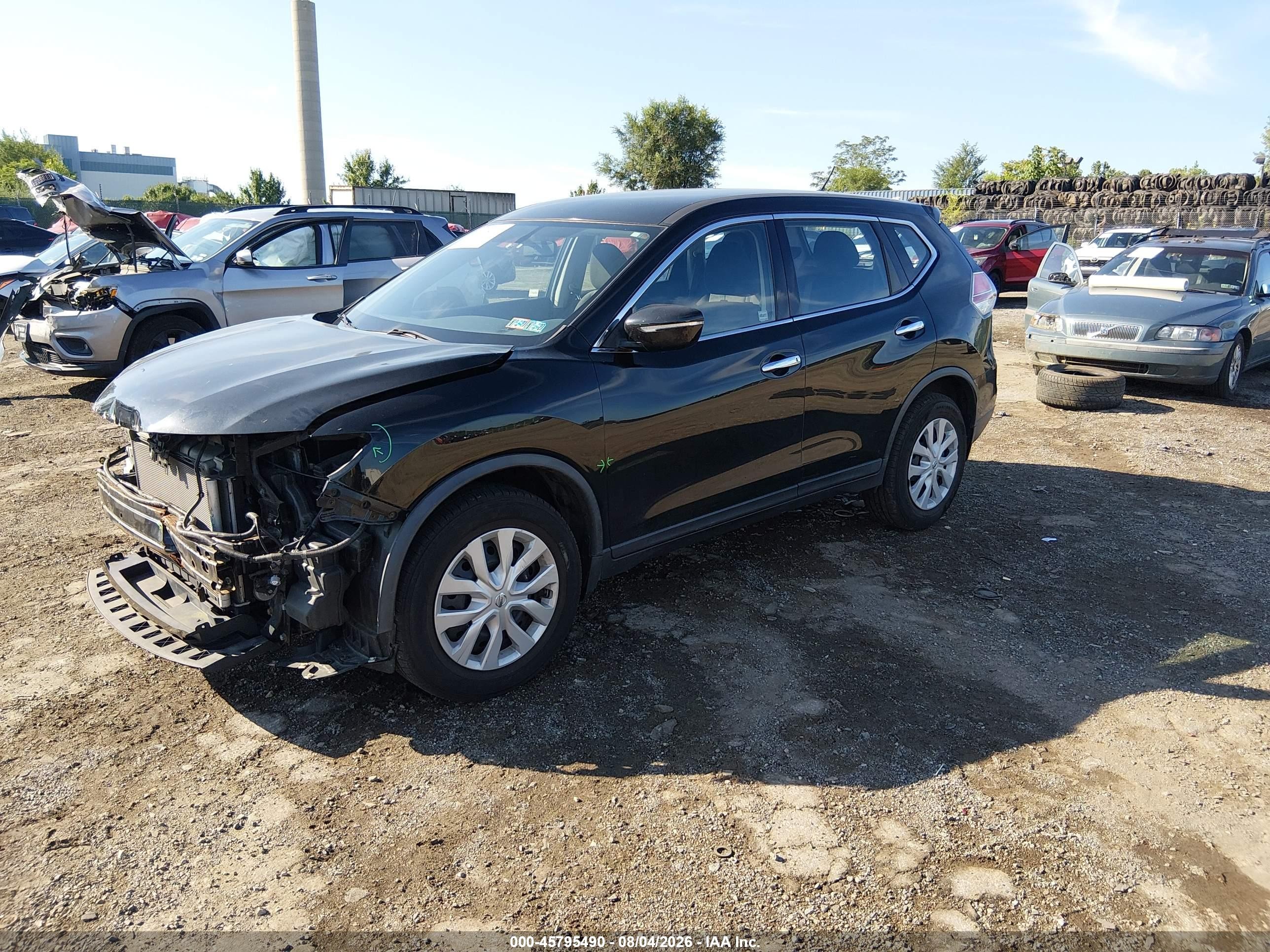 2015 Nissan Rogue S Black vin: KNMAT2MV5FP516805