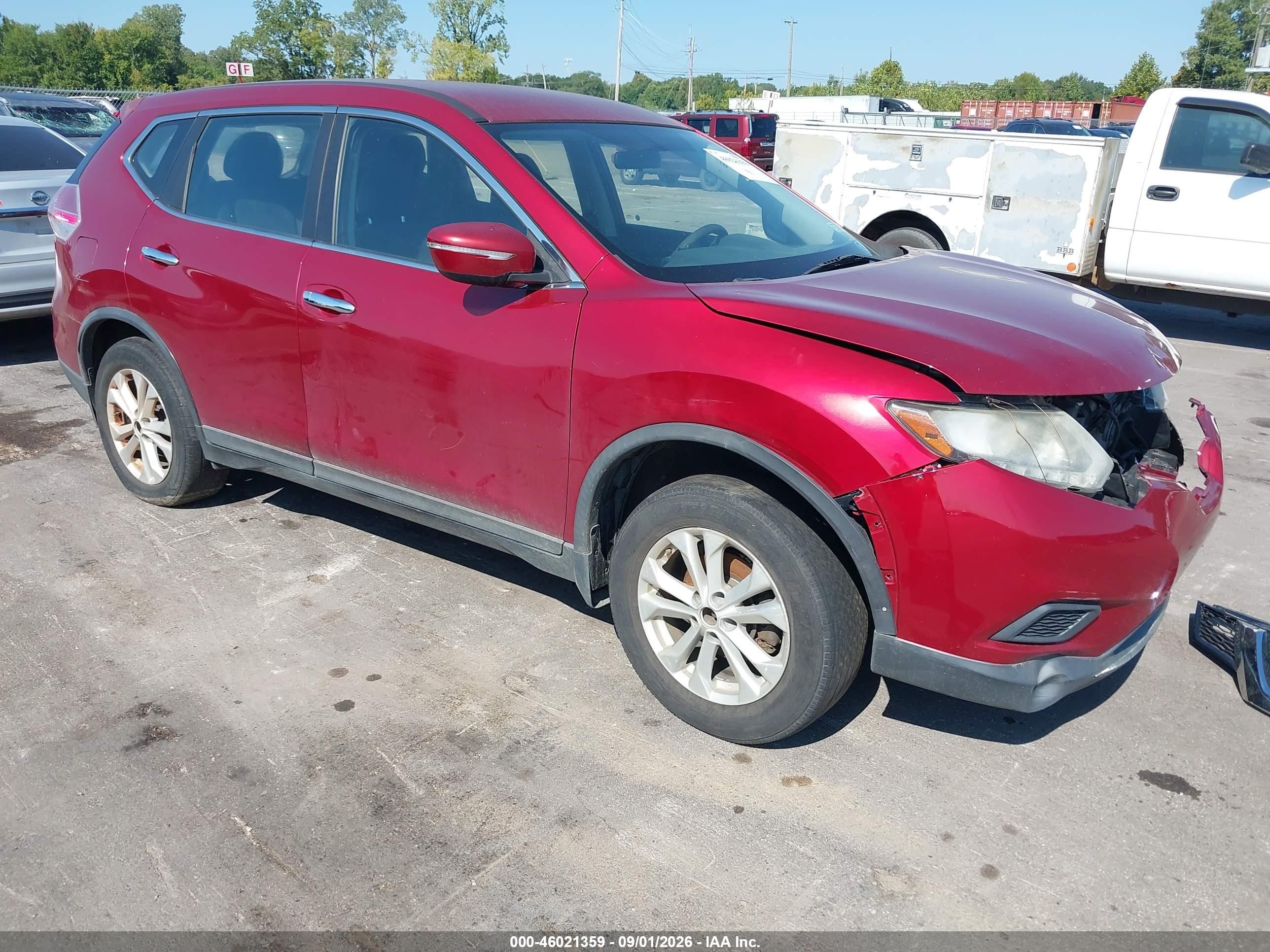 2015 Nissan Rogue S Red vin: KNMAT2MV5FP527898