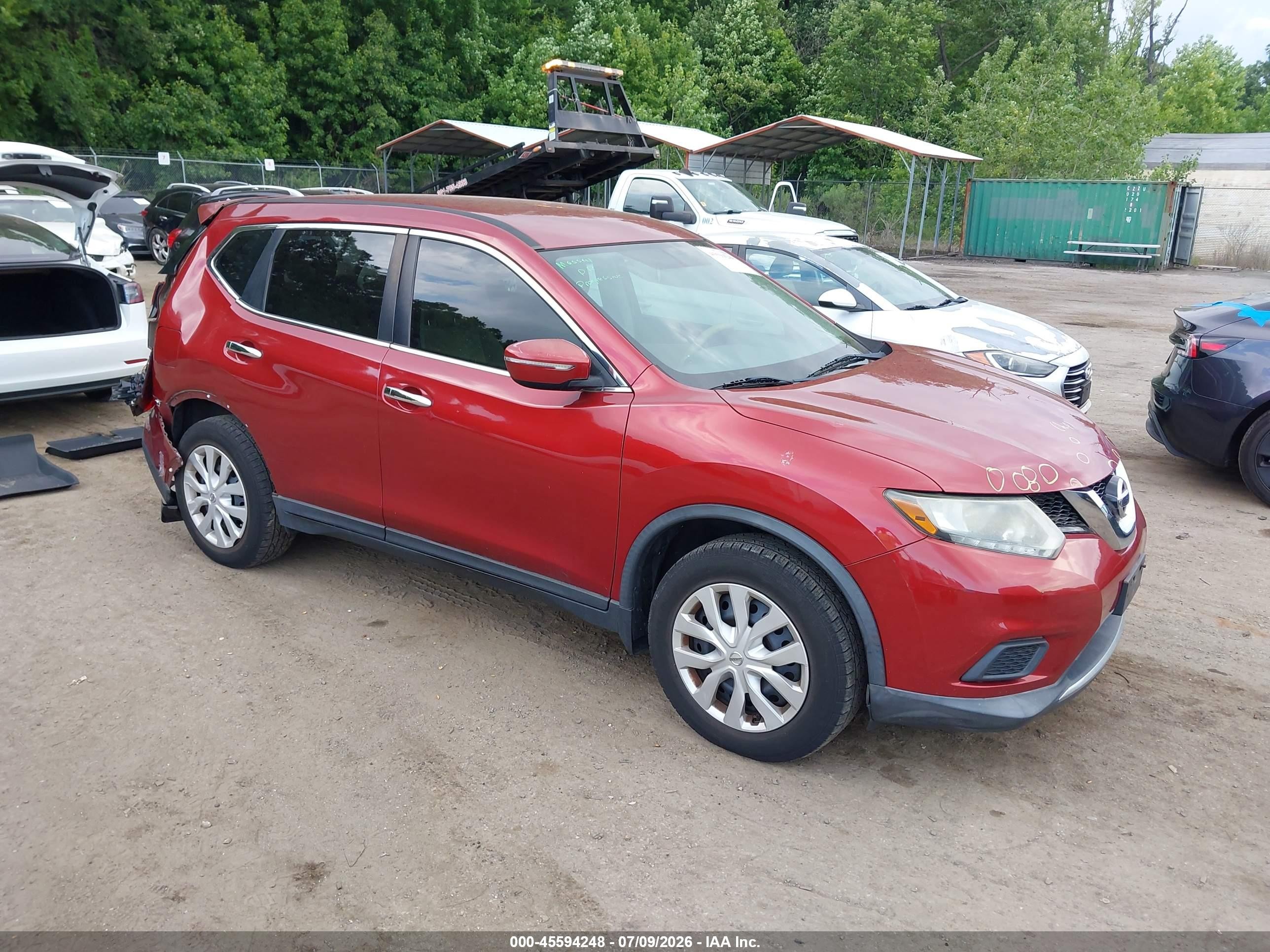 2015 Nissan Rogue S Красный vin: KNMAT2MV5FP536648