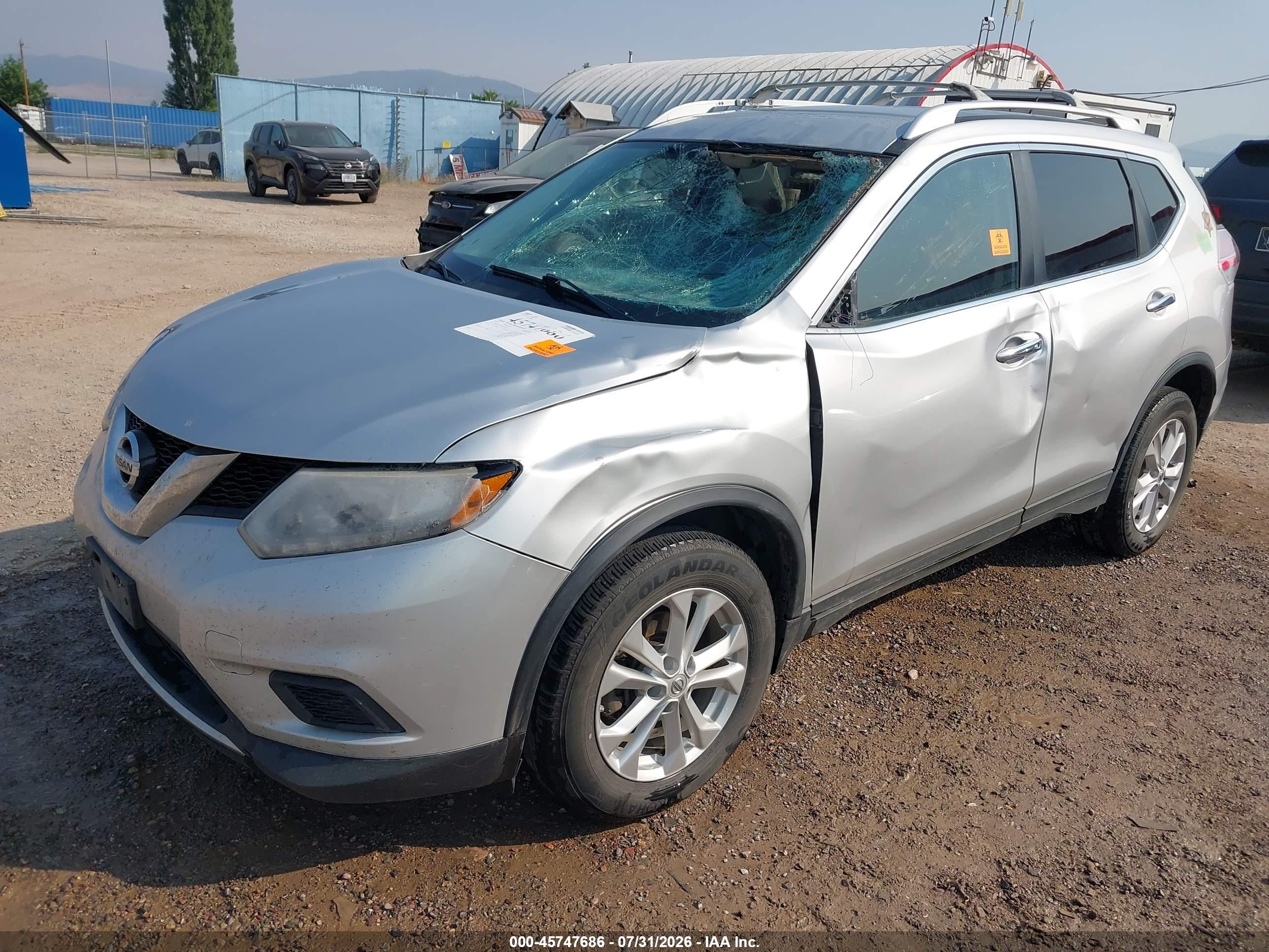 2015 Nissan Rogue Sv Silver vin: KNMAT2MV5FP552607