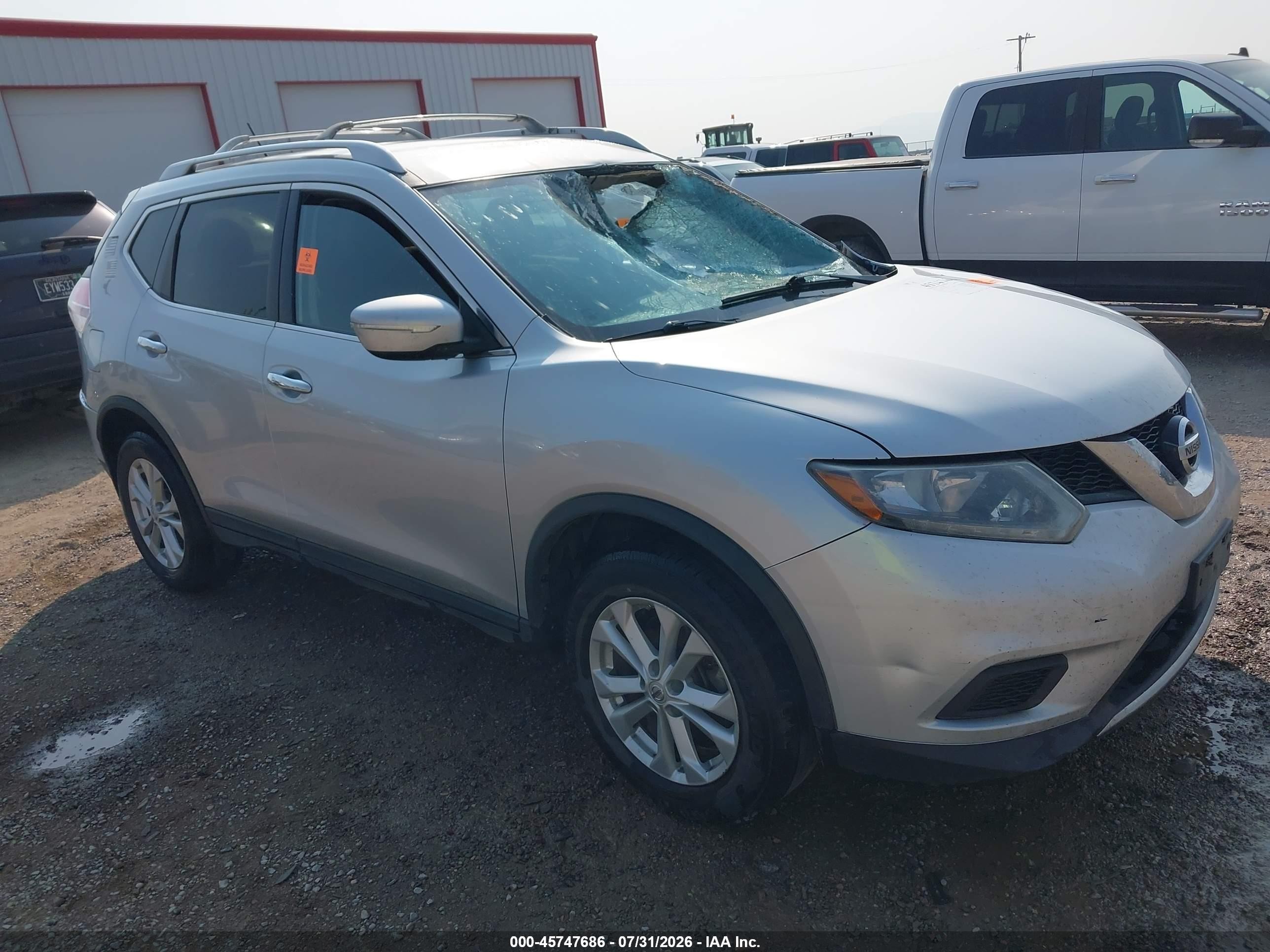 2015 Nissan Rogue Sv Silver vin: KNMAT2MV5FP552607