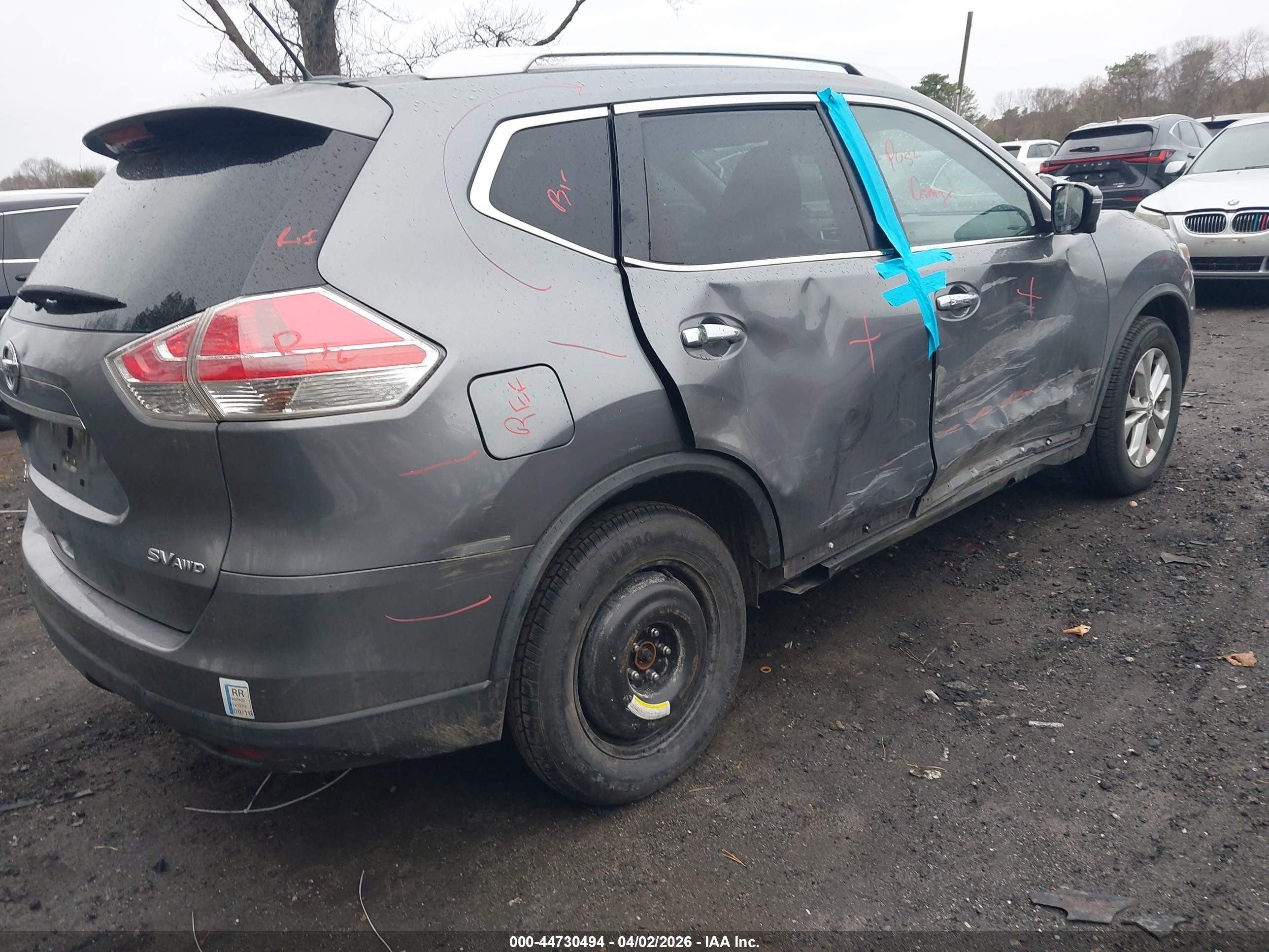 2015 Nissan Rogue Sv Gray vin: KNMAT2MV5FP567091