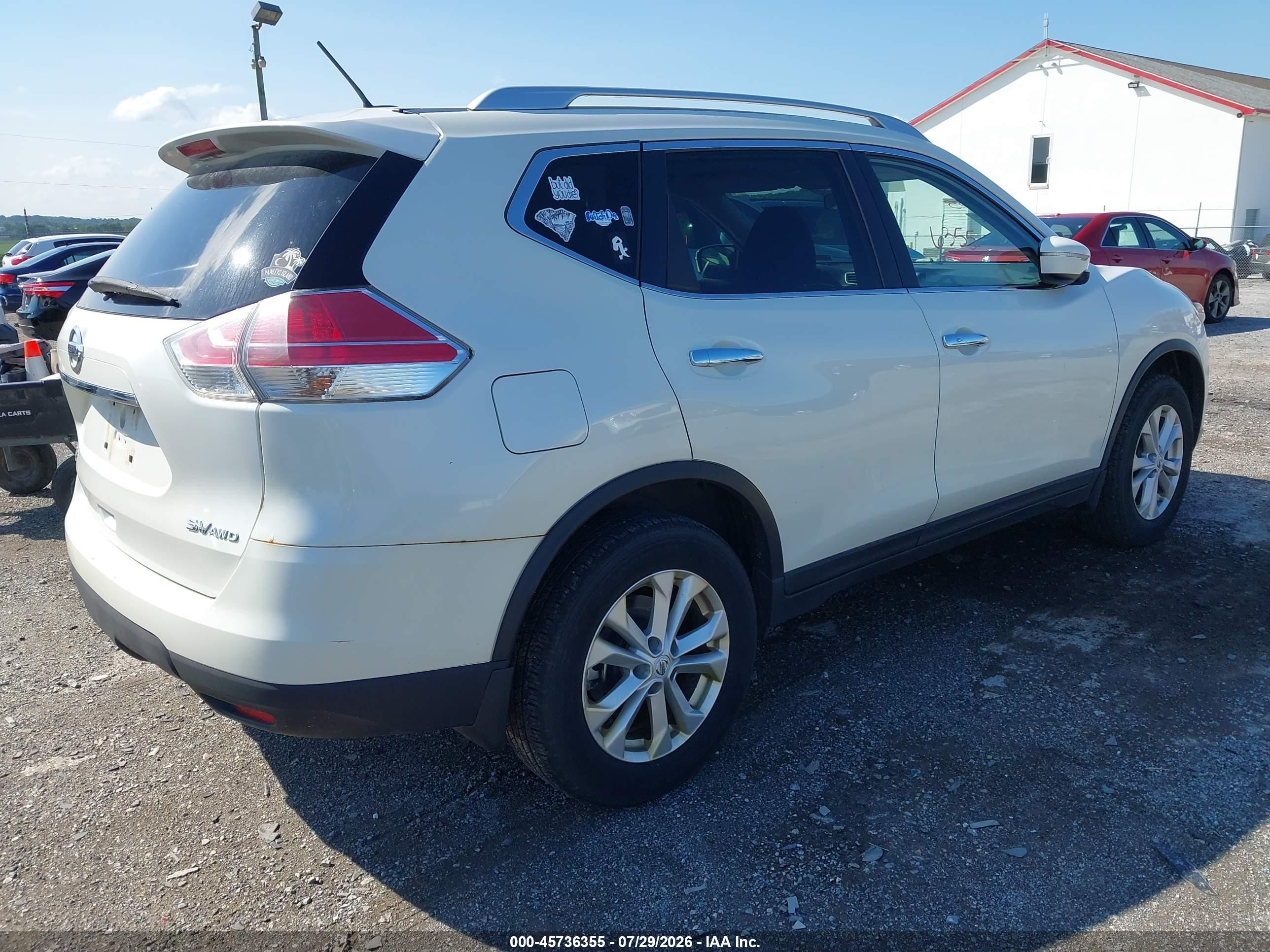 2015 Nissan Rogue Sv White vin: KNMAT2MV5FP577040