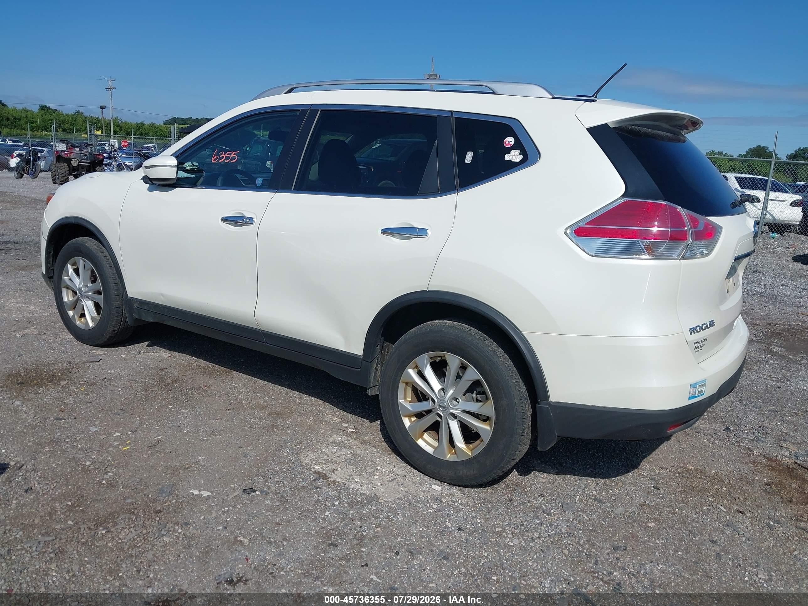 2015 Nissan Rogue Sv White vin: KNMAT2MV5FP577040