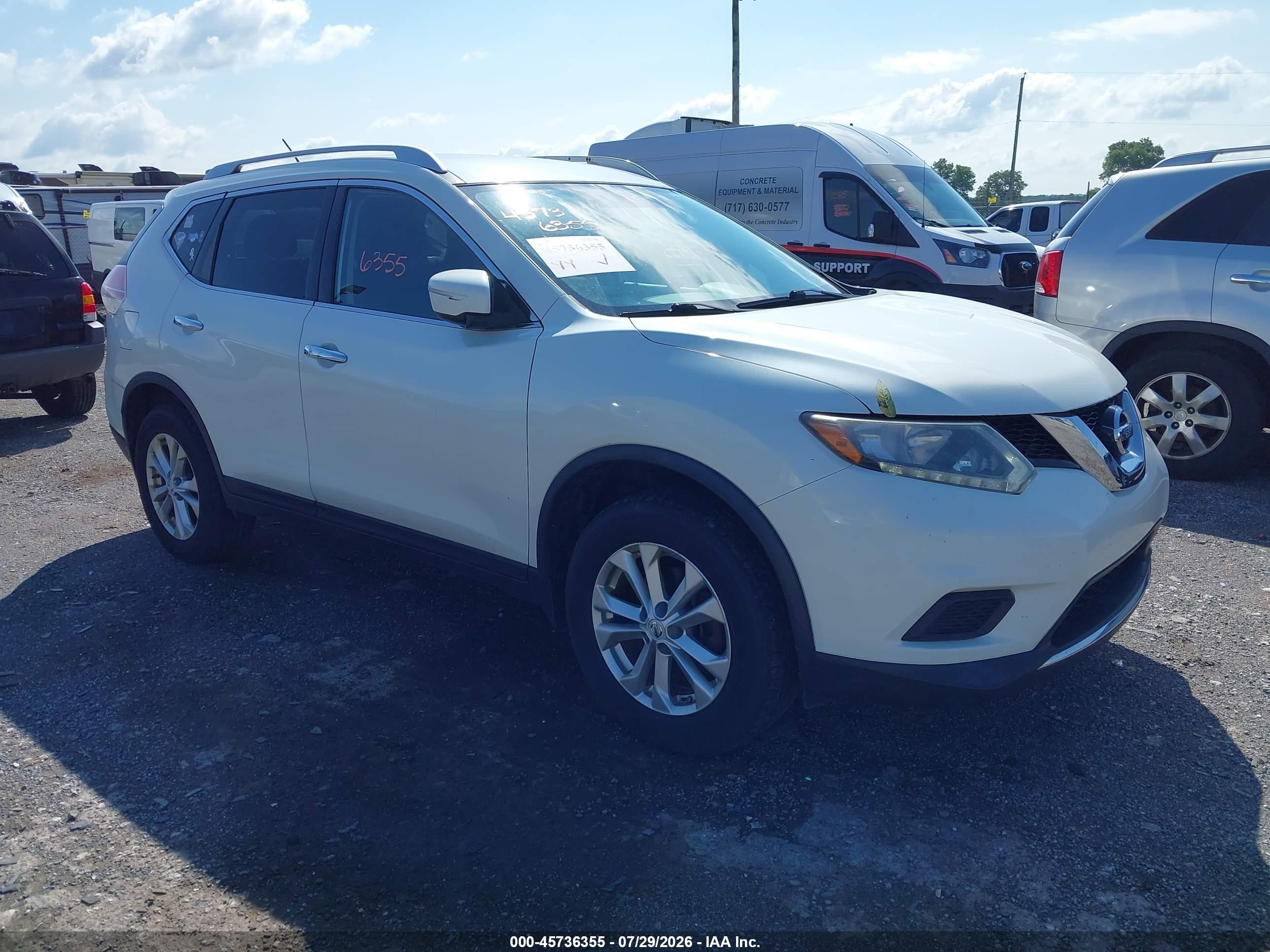 2015 Nissan Rogue Sv Белый vin: KNMAT2MV5FP577040
