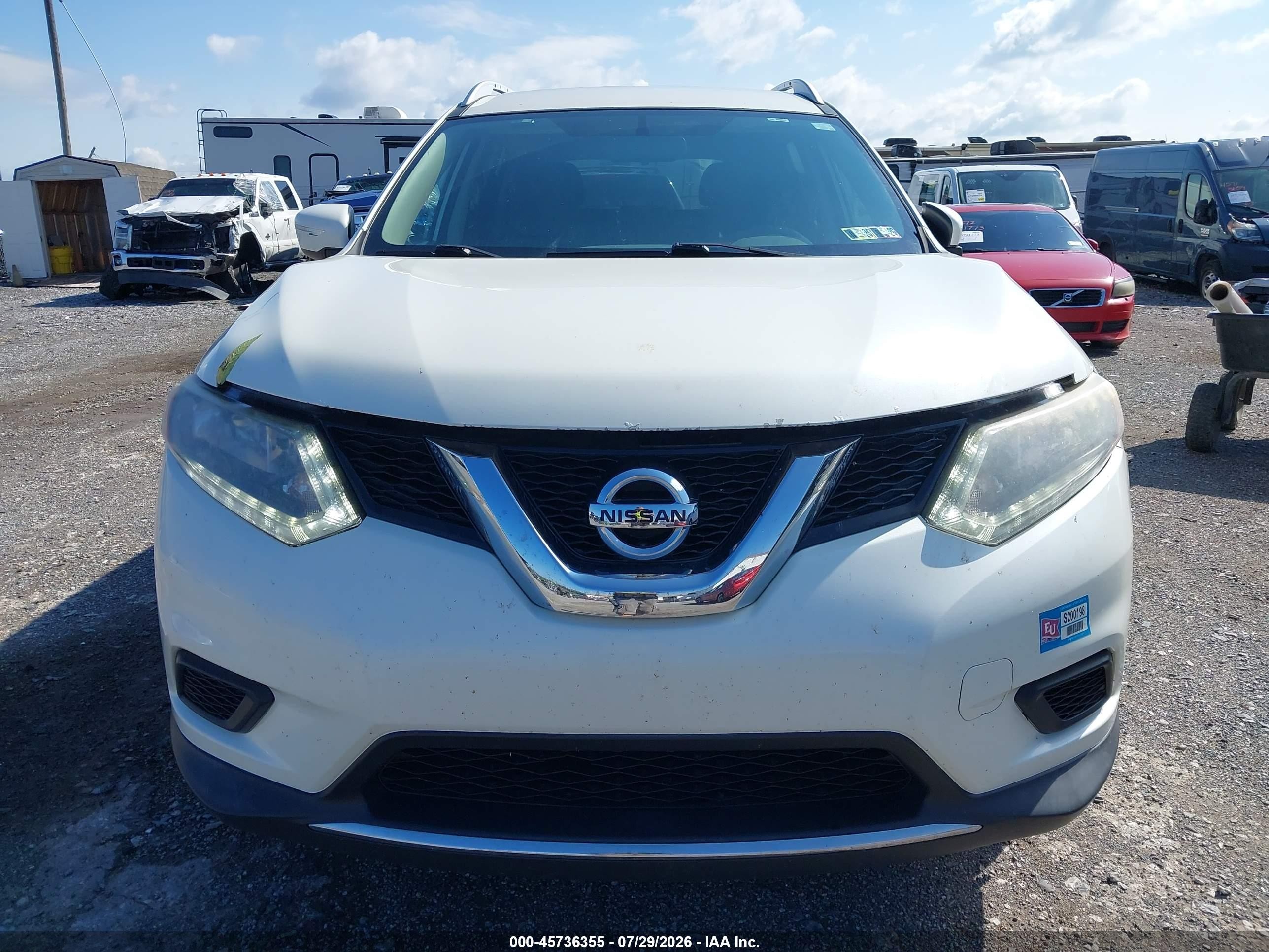 2015 Nissan Rogue Sv White vin: KNMAT2MV5FP577040