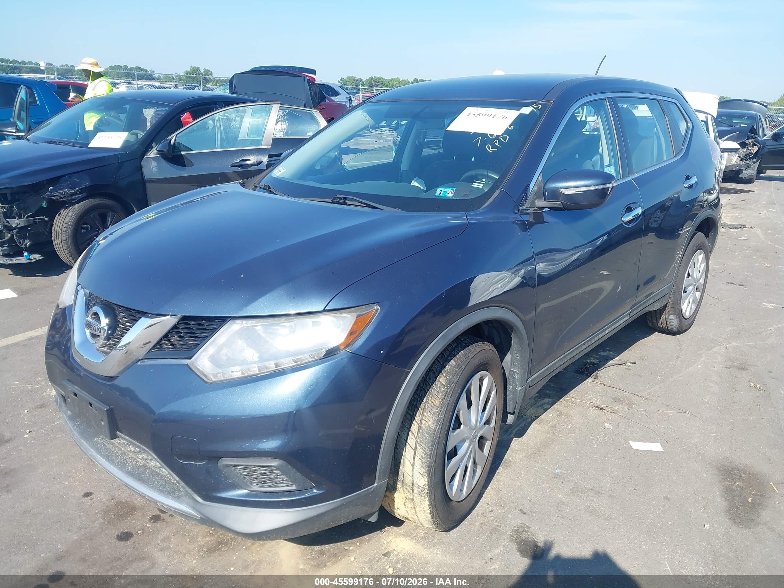 2015 Nissan Rogue S Blue vin: KNMAT2MV5FP580603