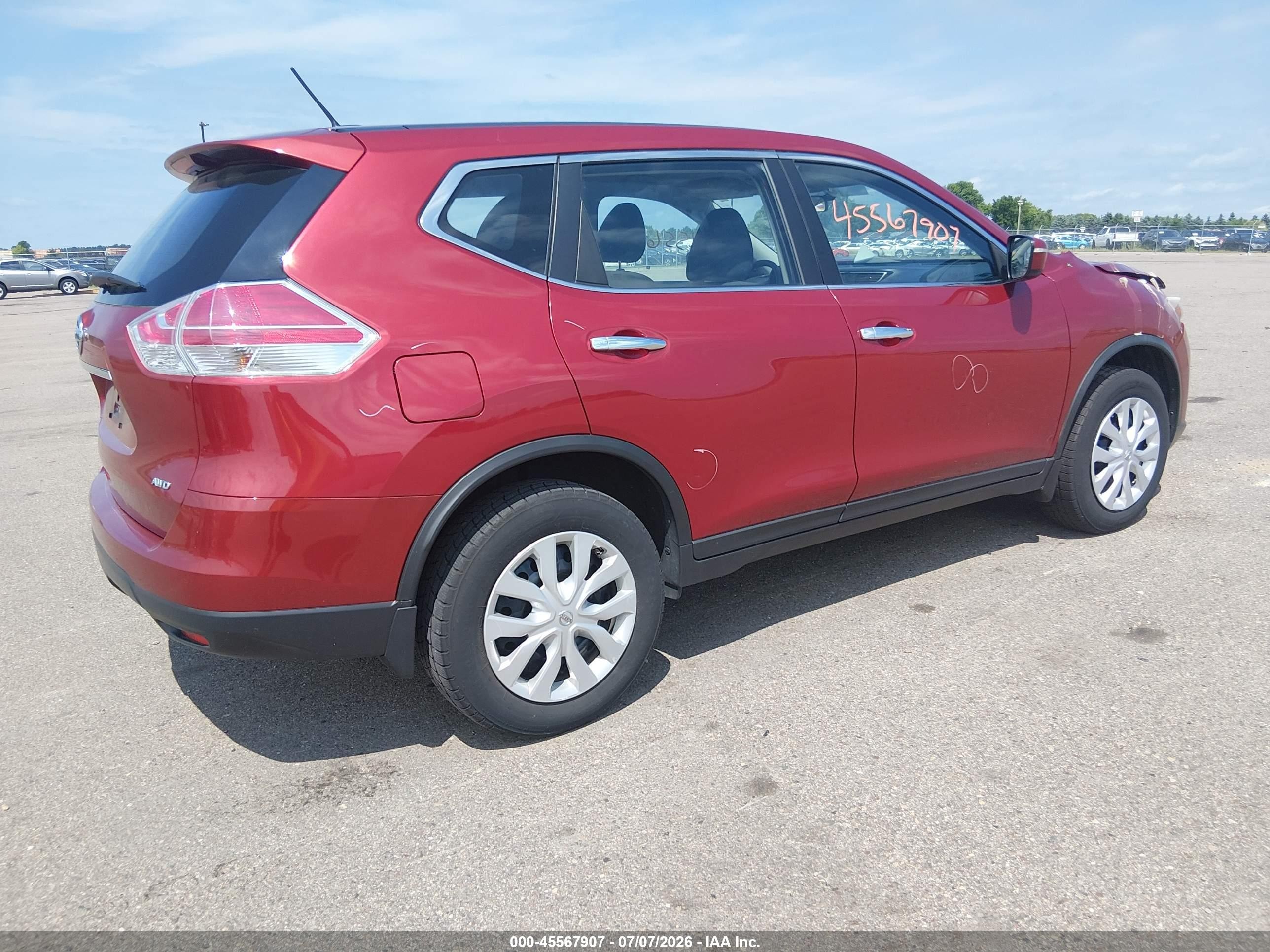 2015 Nissan Rogue S Burgundy vin: KNMAT2MV5FP589575