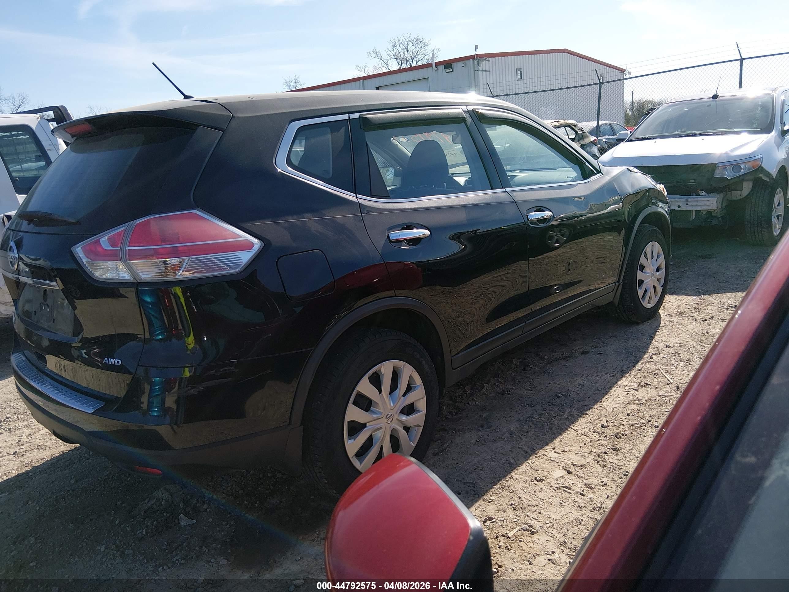 2015 Nissan Rogue S Черный vin: KNMAT2MV6FP510849