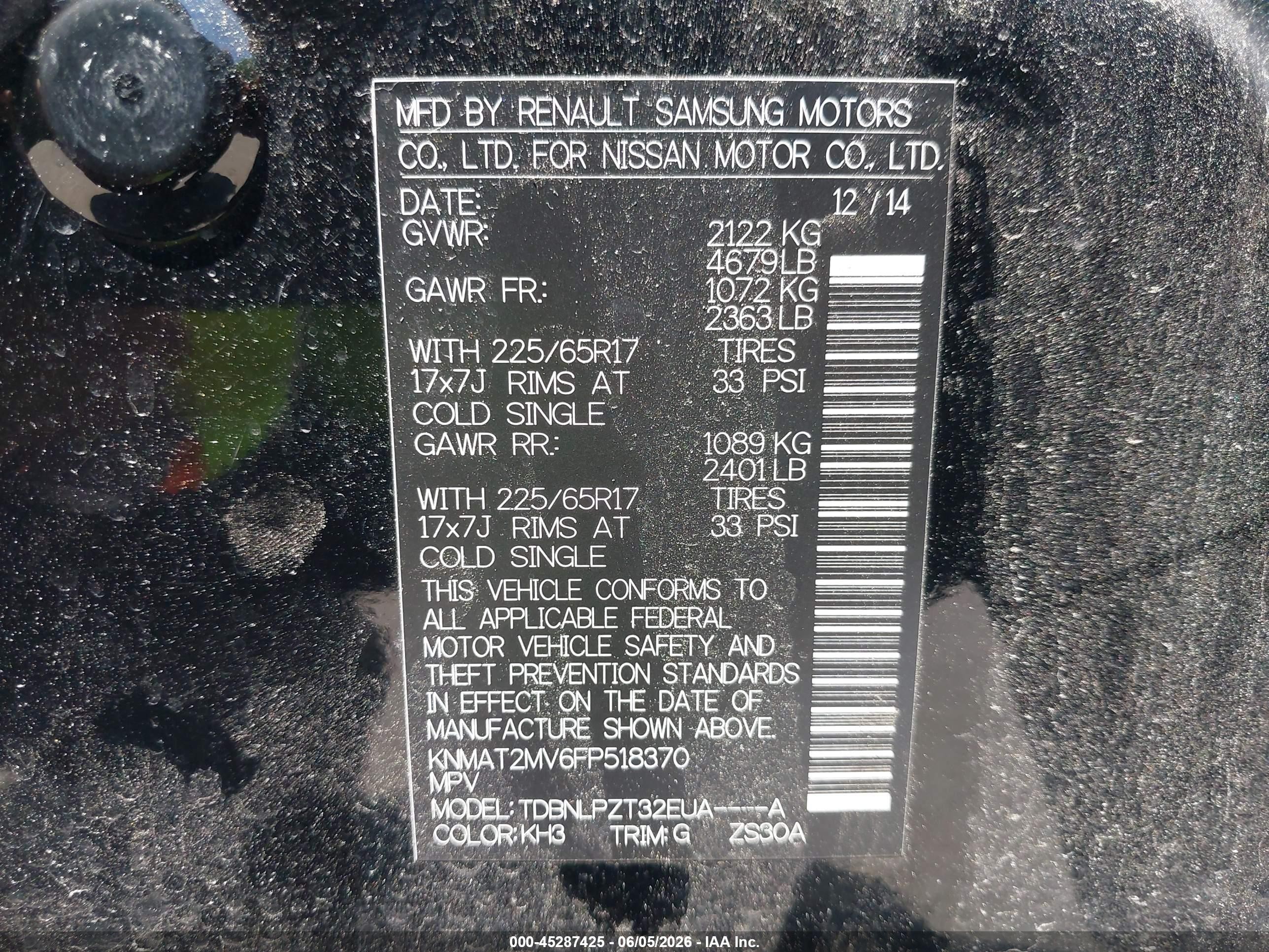 2015 Nissan Rogue S Черный vin: KNMAT2MV6FP518370