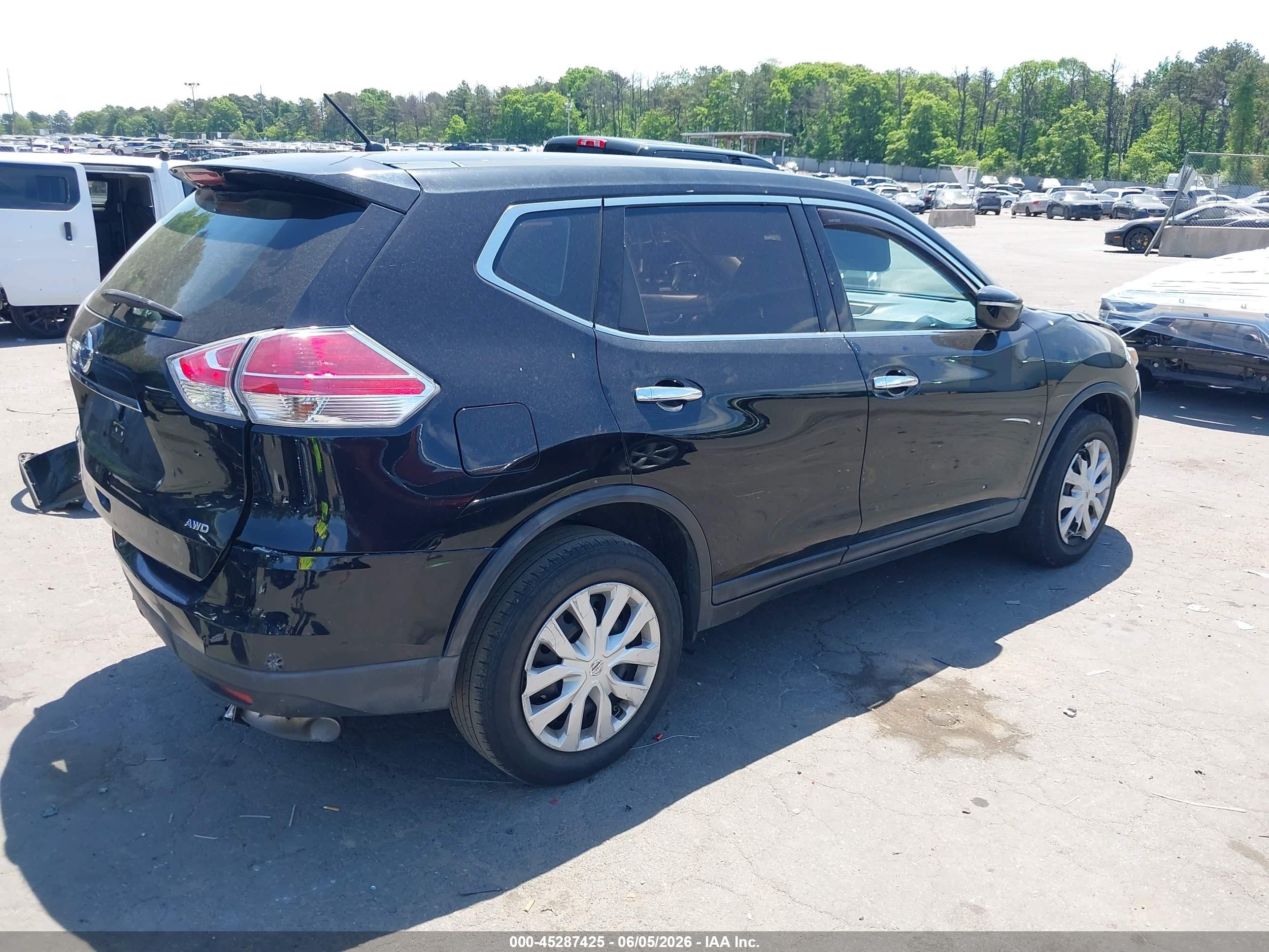2015 Nissan Rogue S Черный vin: KNMAT2MV6FP518370