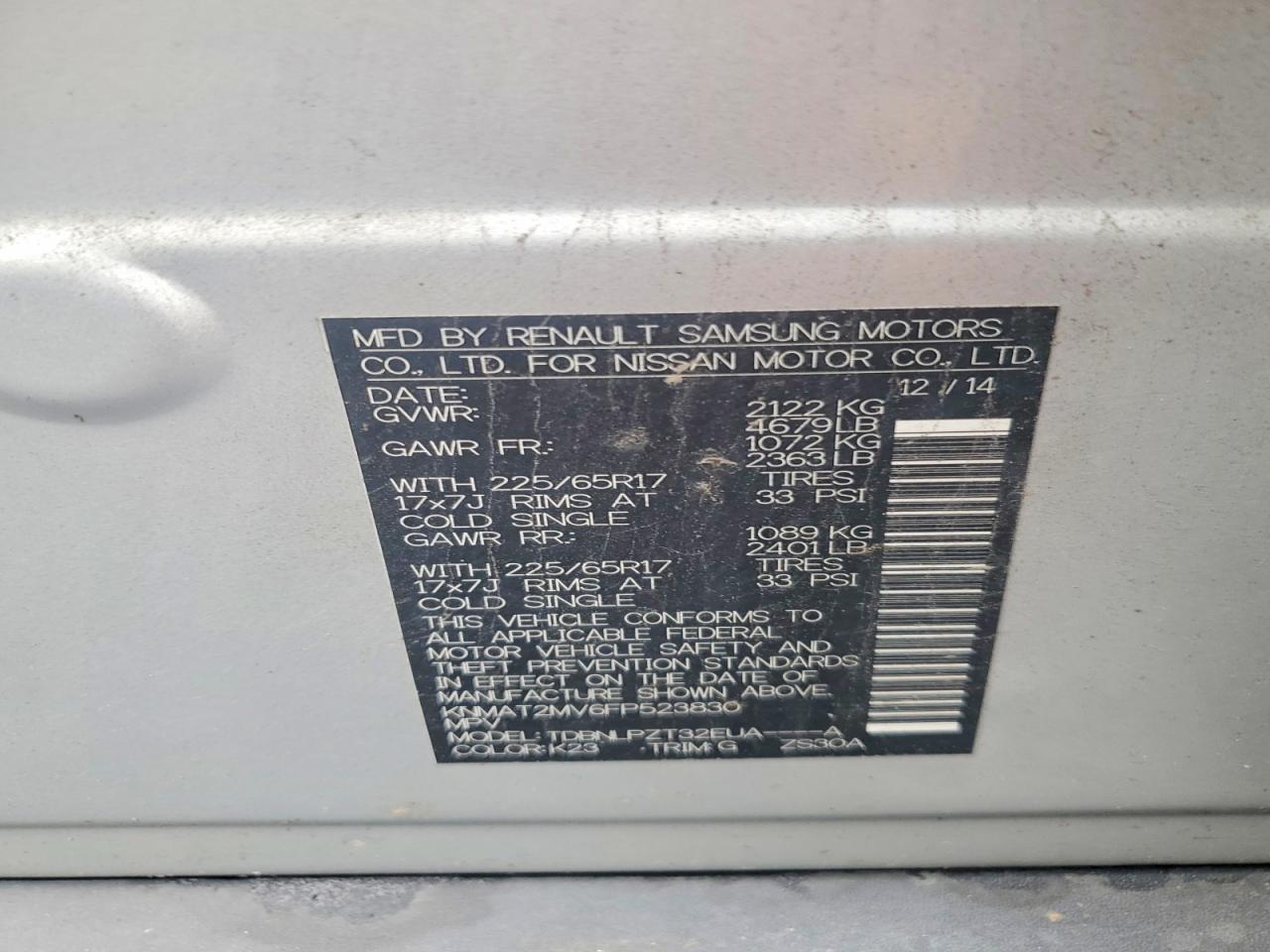 2015 Nissan Rogue S Silver vin: KNMAT2MV6FP523830