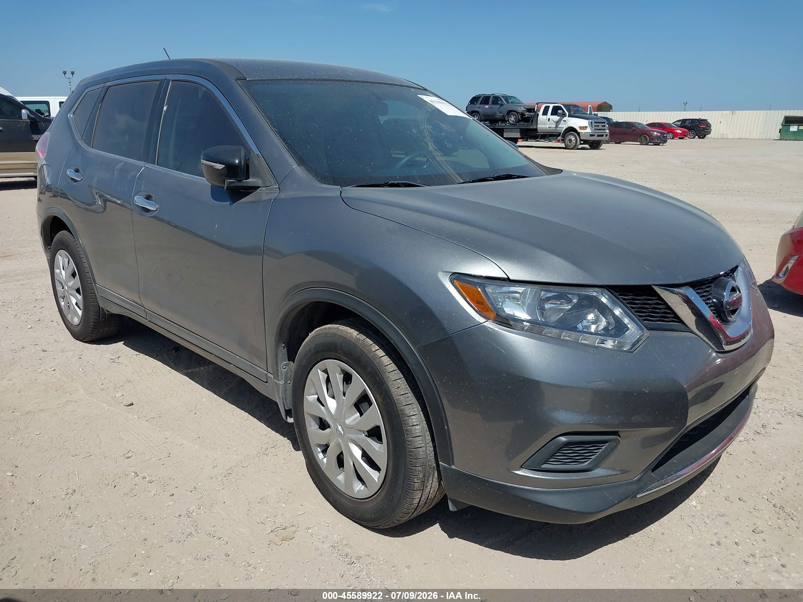 2015 Nissan Rogue S Gray vin: KNMAT2MV6FP526016