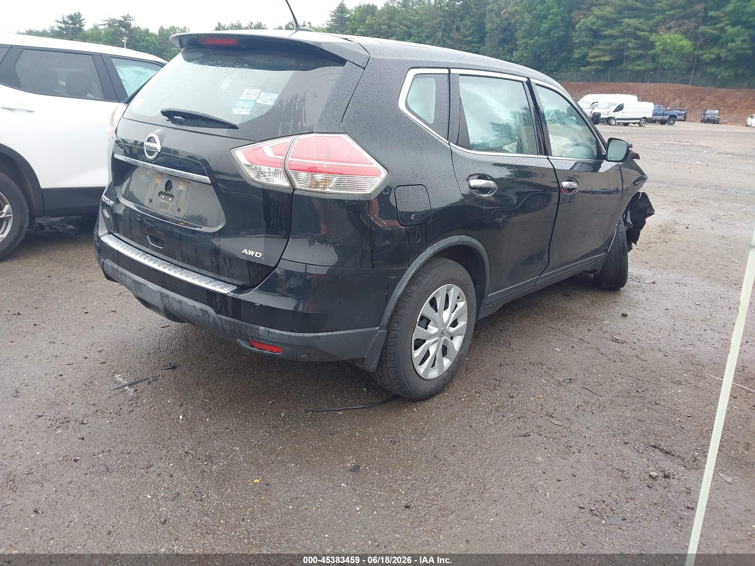 2015 Nissan Rogue S Black vin: KNMAT2MV6FP547223
