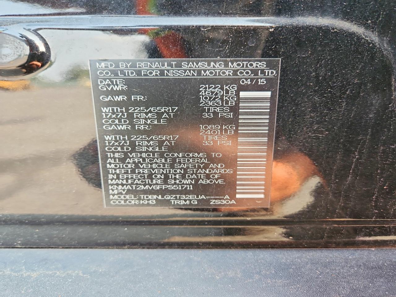 2015 Nissan Rogue Sv Black vin: KNMAT2MV6FP551711