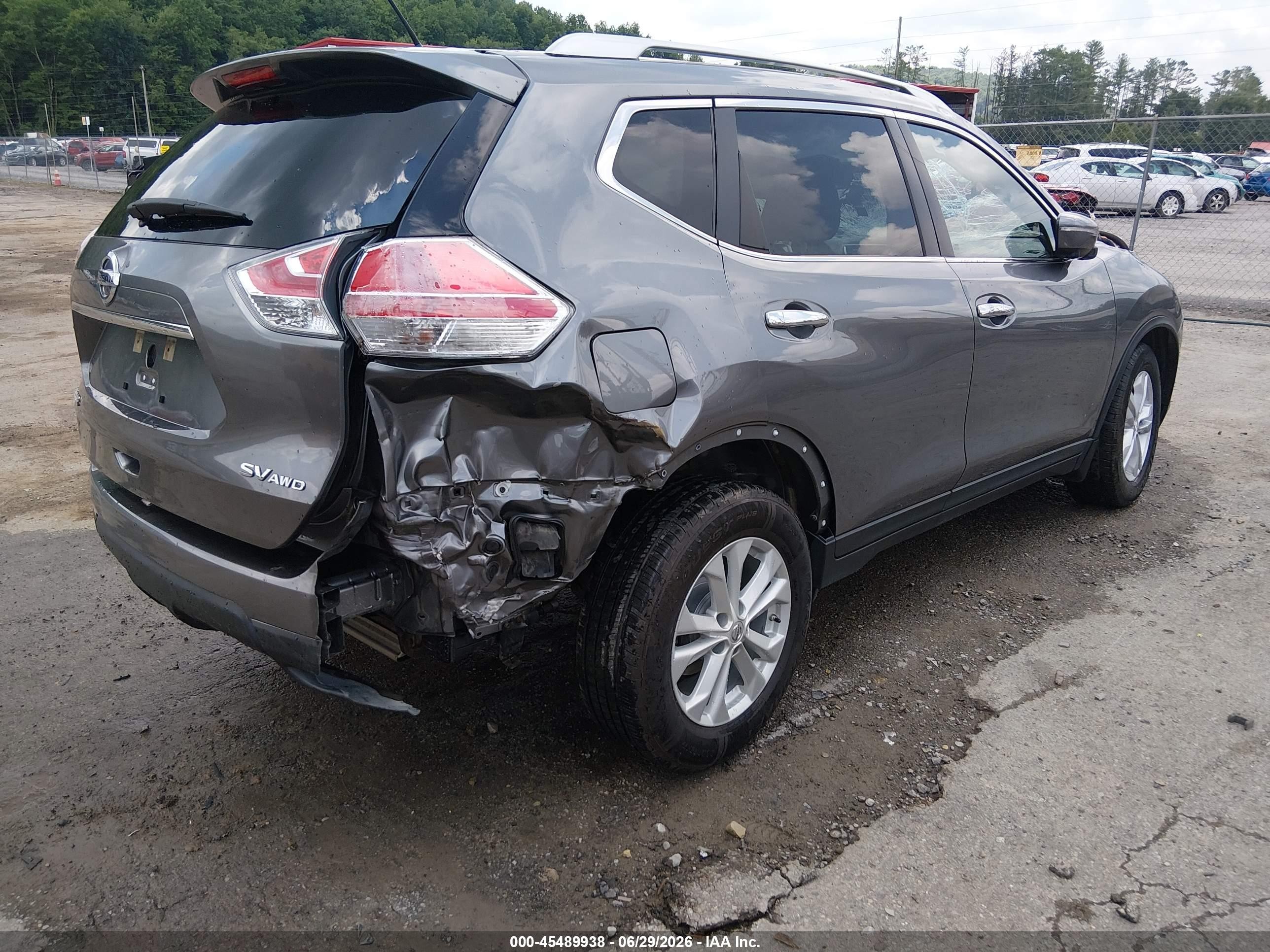 2015 Nissan Rogue Sv Gray vin: KNMAT2MV6FP553216