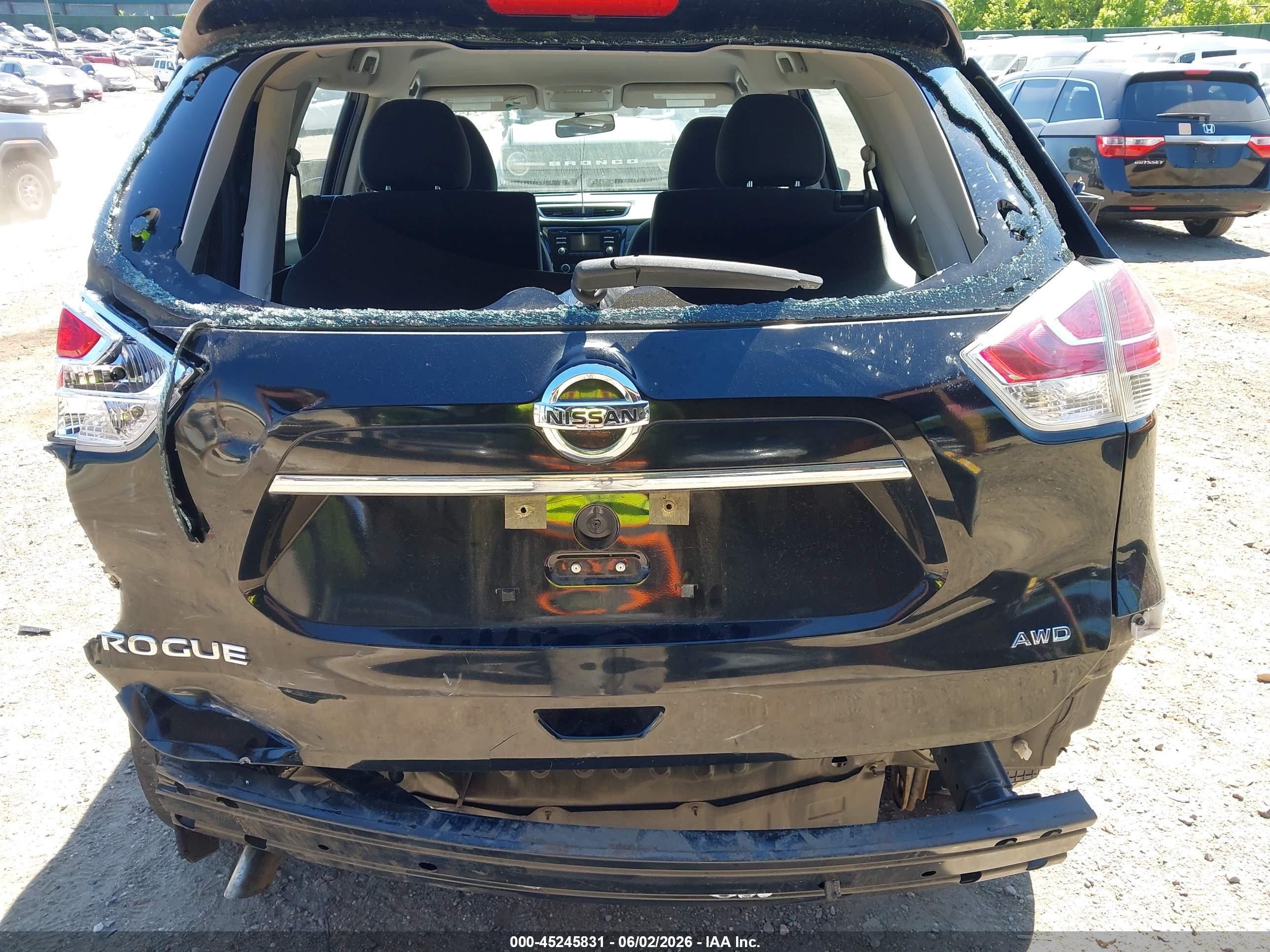 2015 Nissan Rogue S Черный vin: KNMAT2MV6FP588712