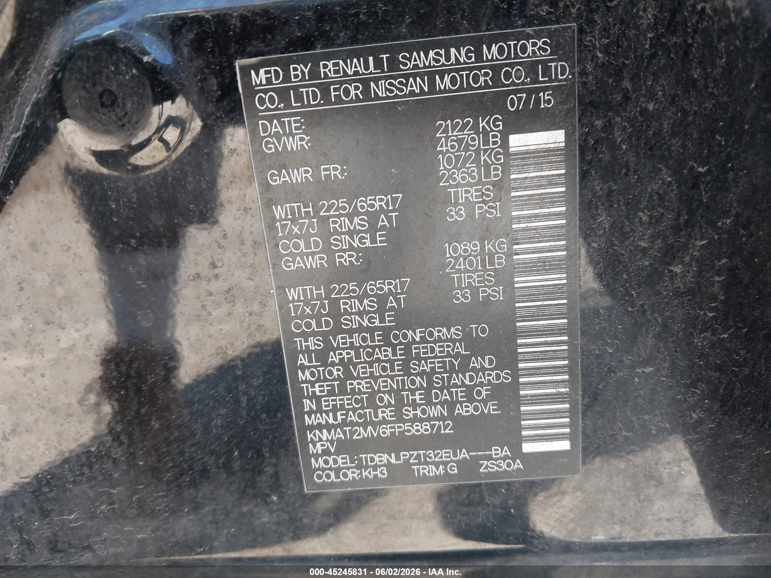 2015 Nissan Rogue S Черный vin: KNMAT2MV6FP588712