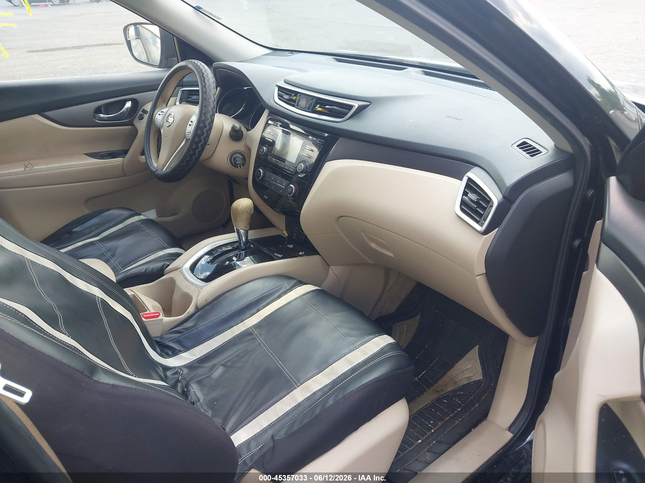 2015 Nissan Rogue S Черный vin: KNMAT2MV6FP592002