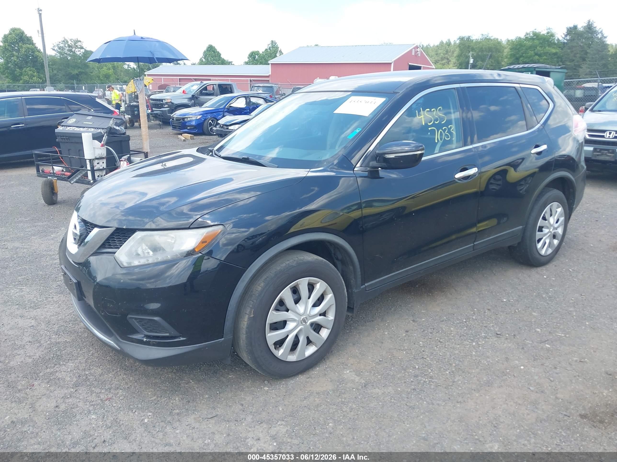 2015 Nissan Rogue S Черный vin: KNMAT2MV6FP592002