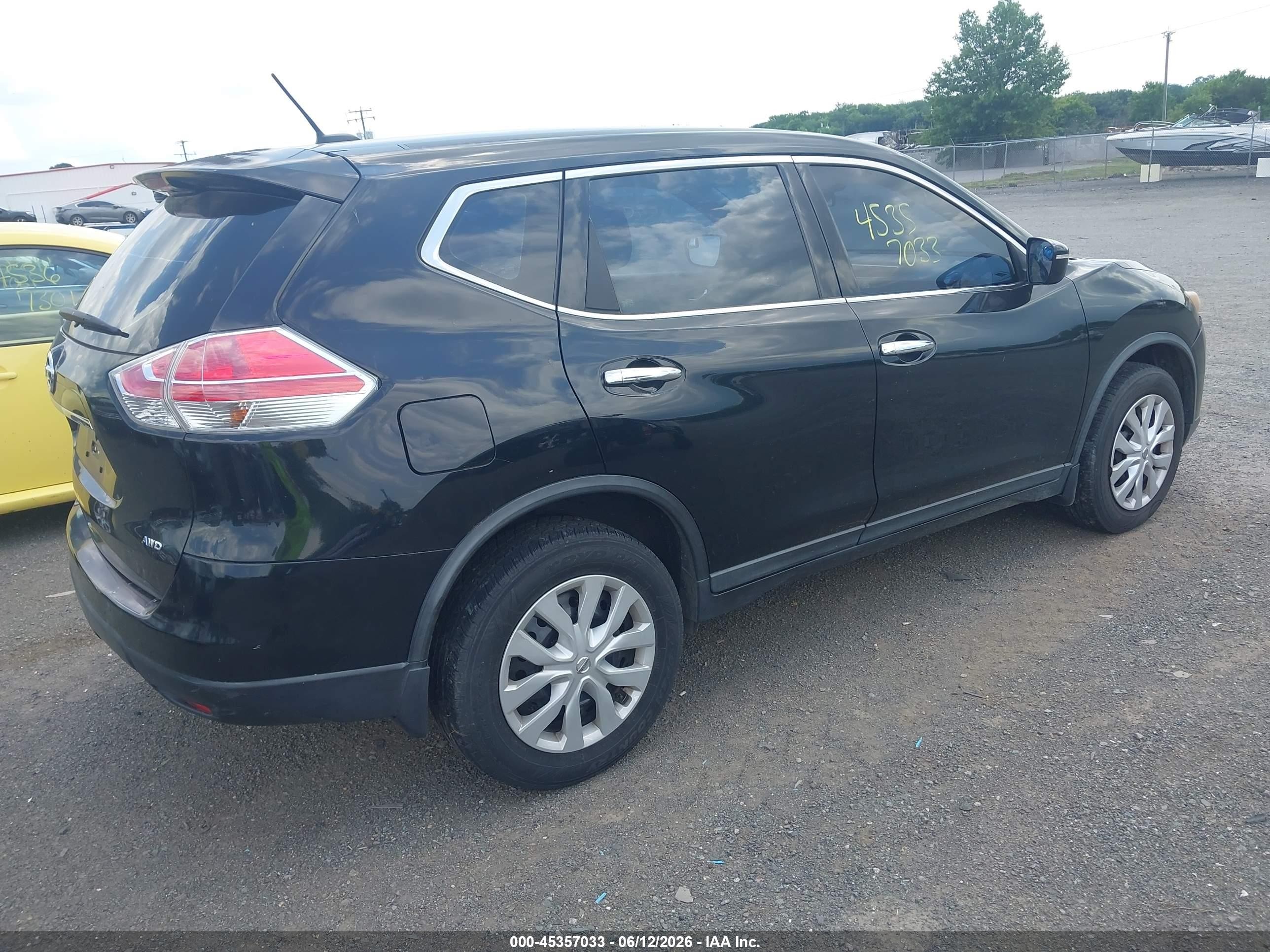 2015 Nissan Rogue S Черный vin: KNMAT2MV6FP592002