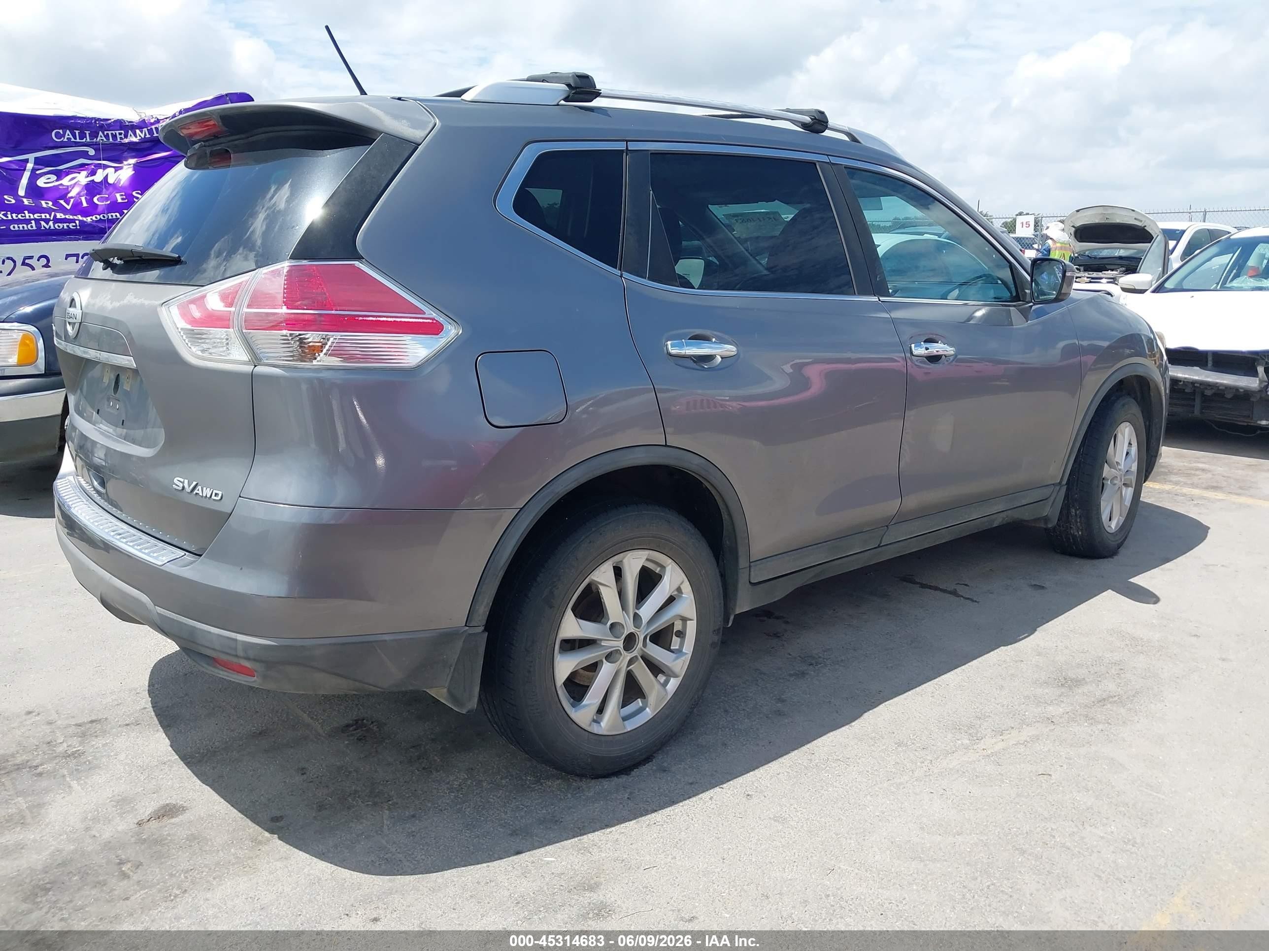 2016 Nissan Rogue Sv Gray vin: KNMAT2MV6GP676970
