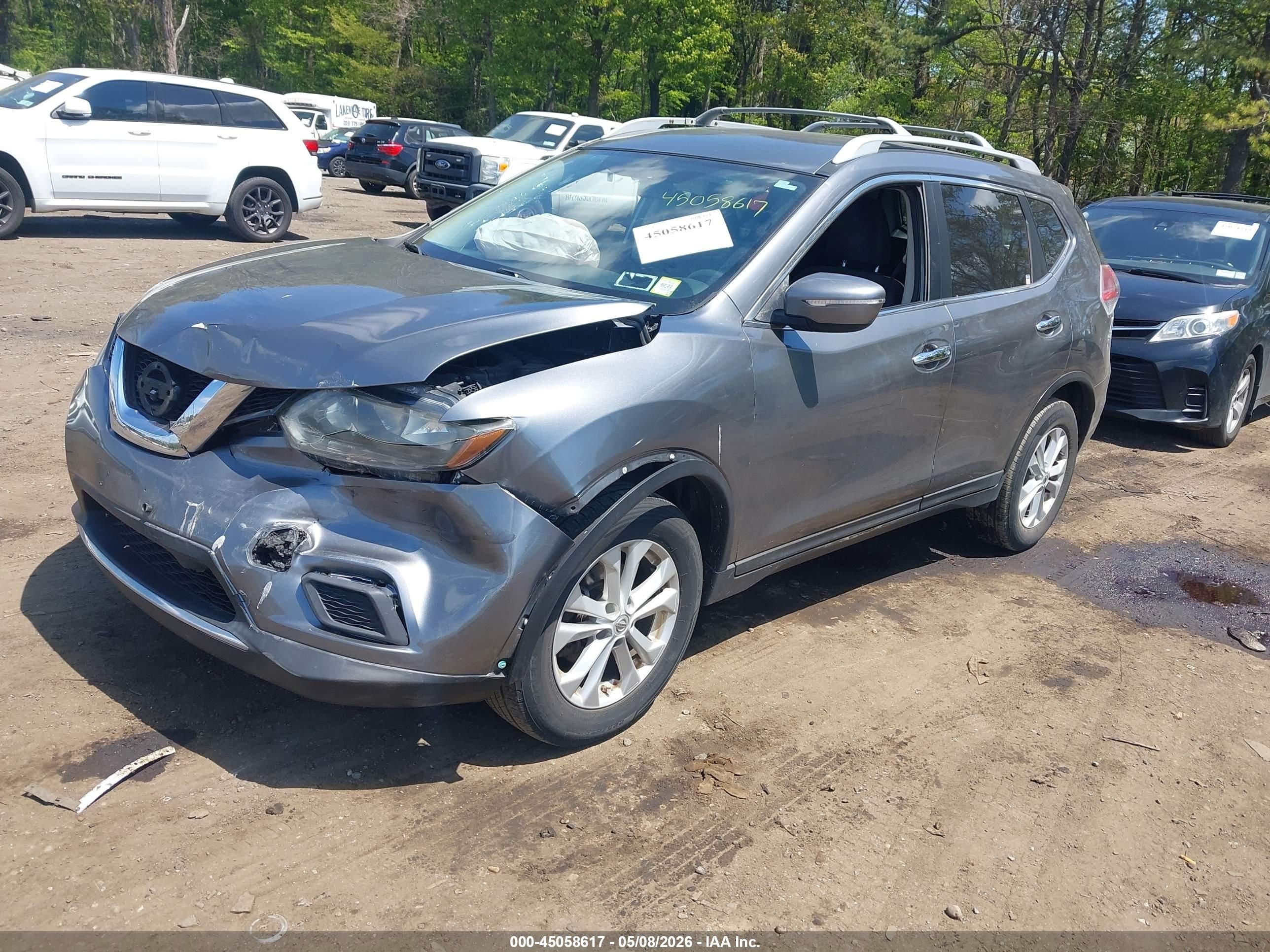 2015 Nissan Rogue Sv Gray vin: KNMAT2MV7FP505546
