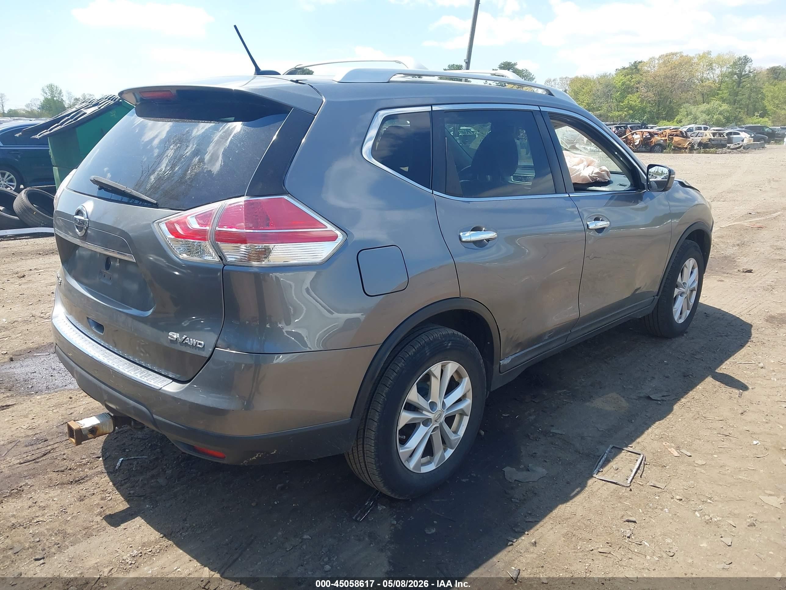 2015 Nissan Rogue Sv Gray vin: KNMAT2MV7FP505546