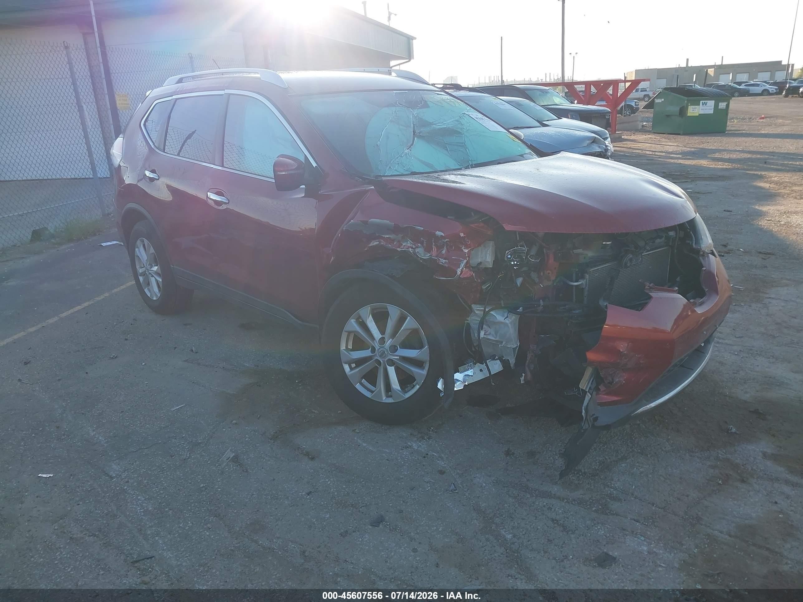 2015 Nissan Rogue Sv Burgundy vin: KNMAT2MV7FP508897
