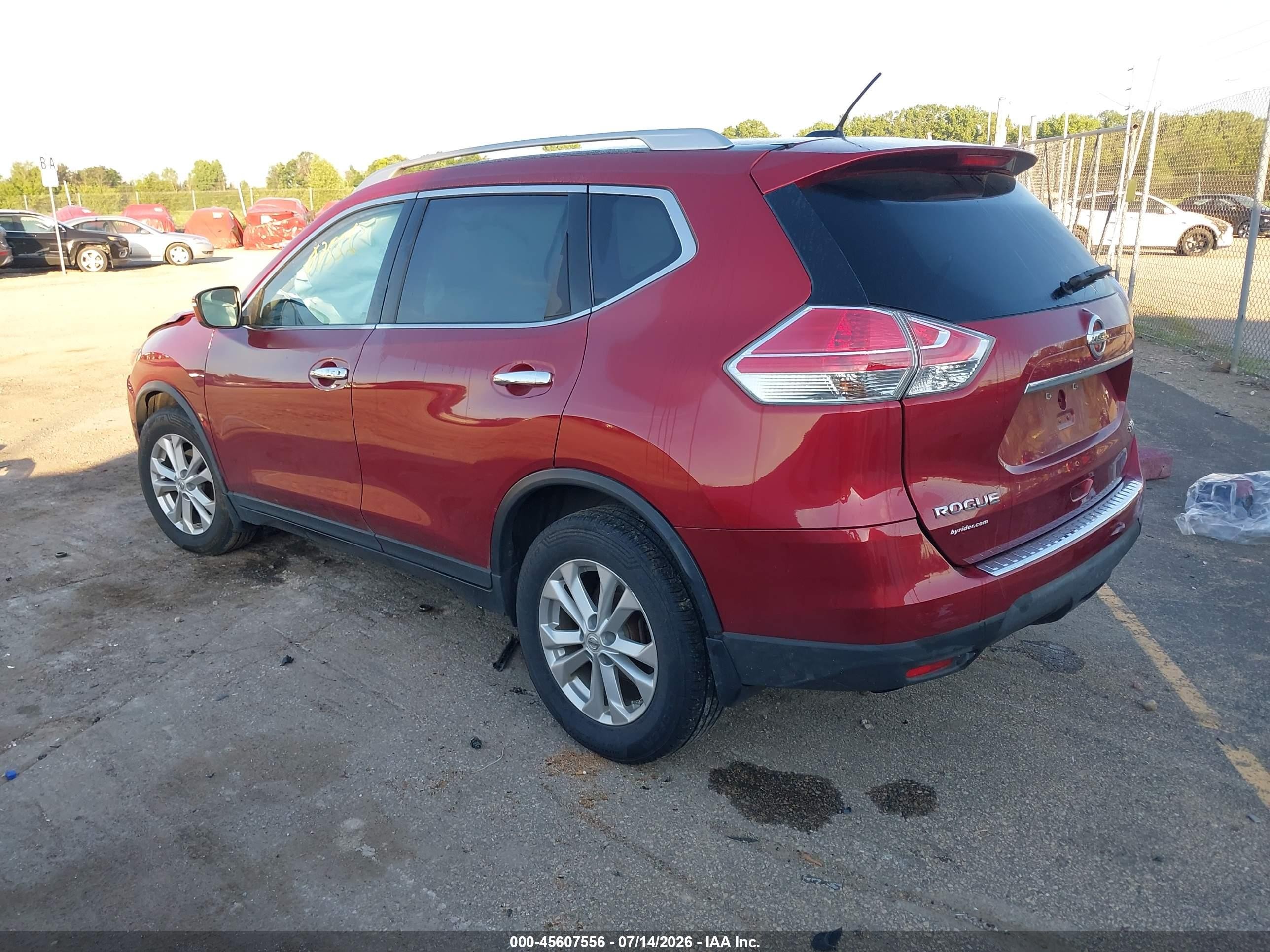 2015 Nissan Rogue Sv Burgundy vin: KNMAT2MV7FP508897