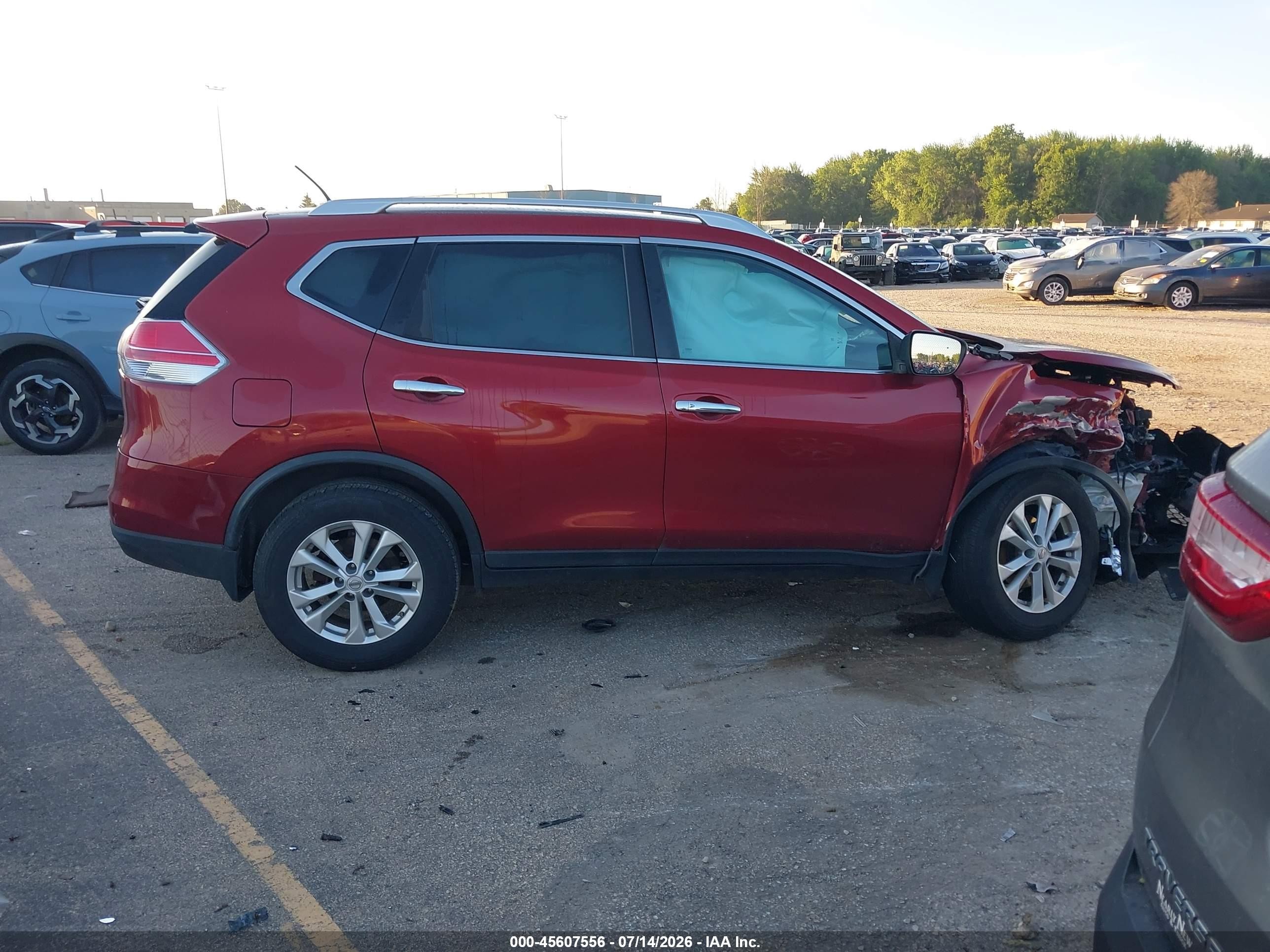2015 Nissan Rogue Sv Burgundy vin: KNMAT2MV7FP508897