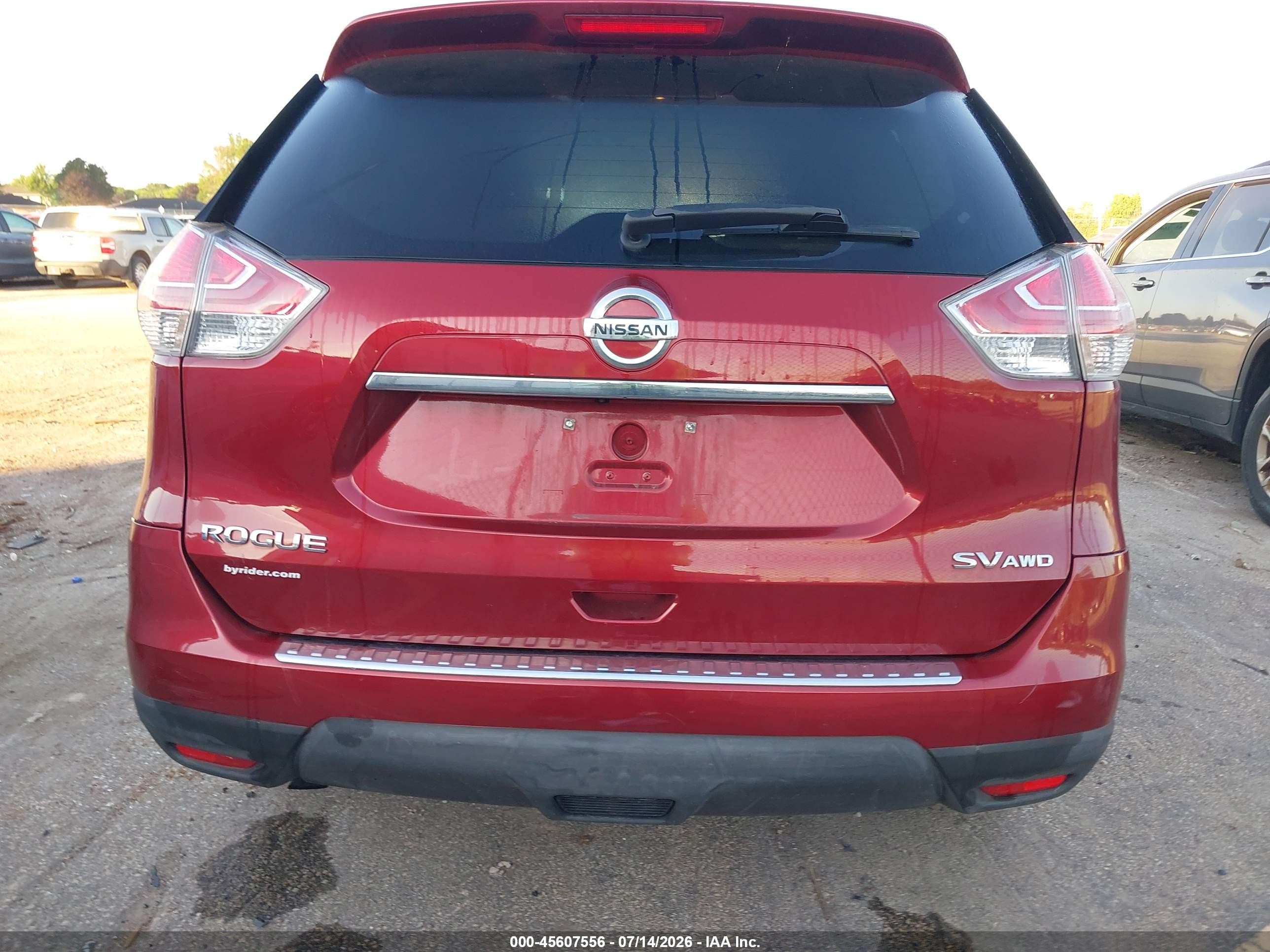 2015 Nissan Rogue Sv Burgundy vin: KNMAT2MV7FP508897