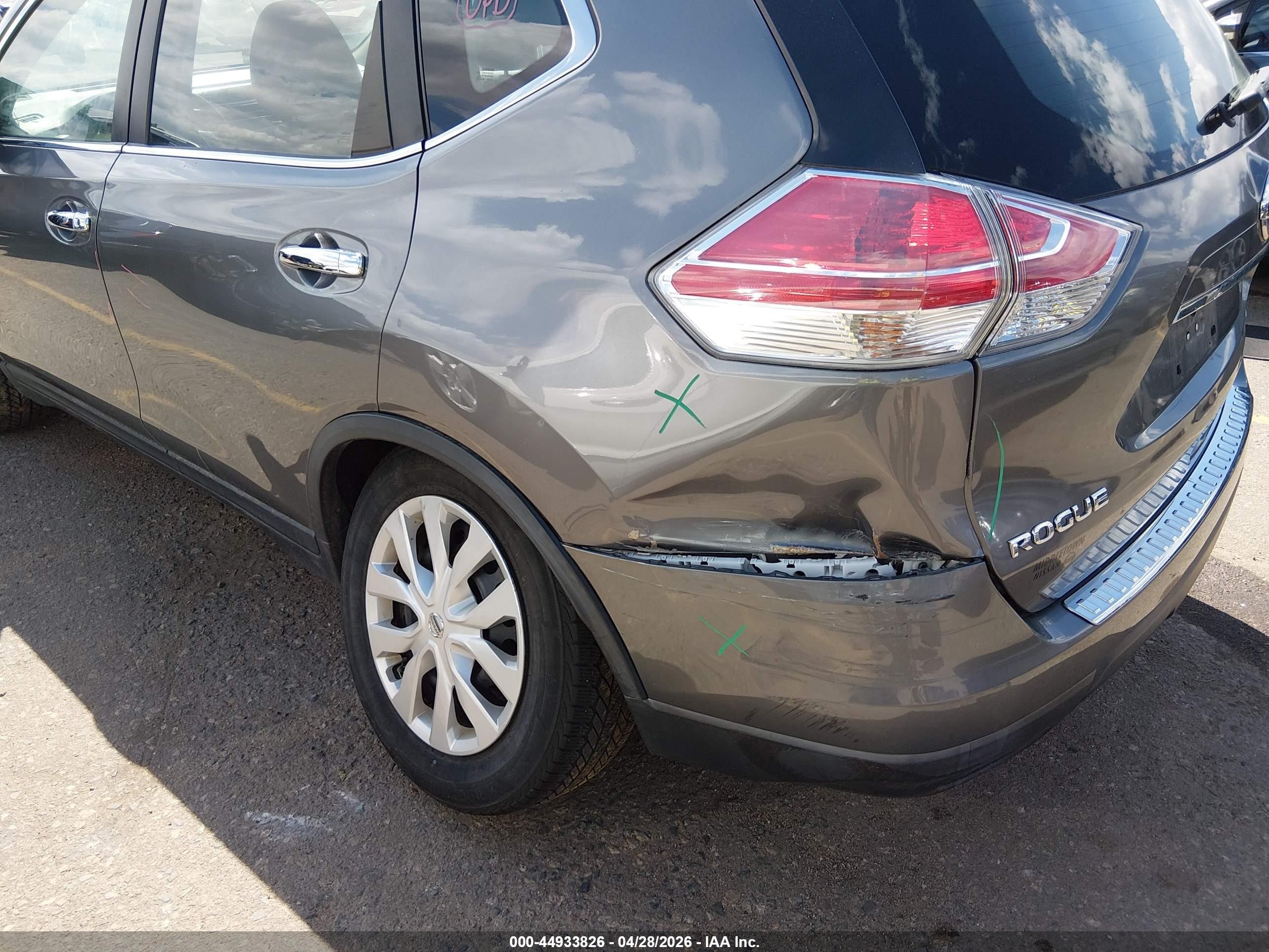 2015 Nissan Rogue S Gray vin: KNMAT2MV7FP537803
