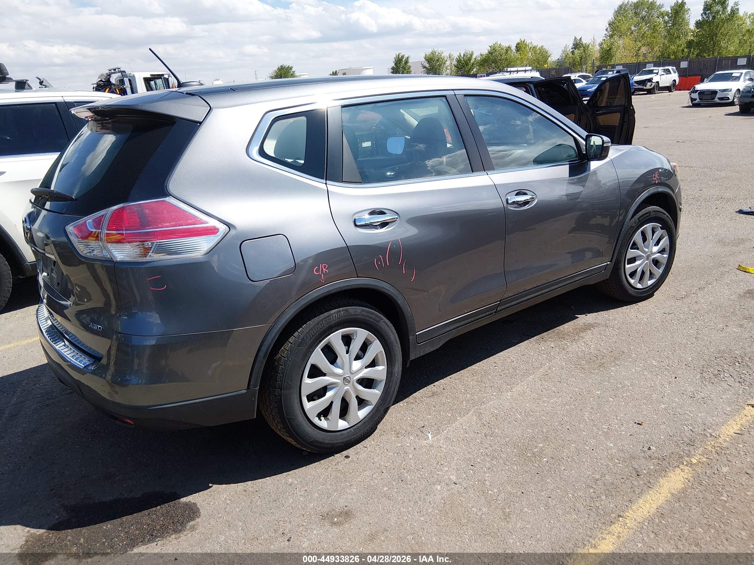 2015 Nissan Rogue S Gray vin: KNMAT2MV7FP537803