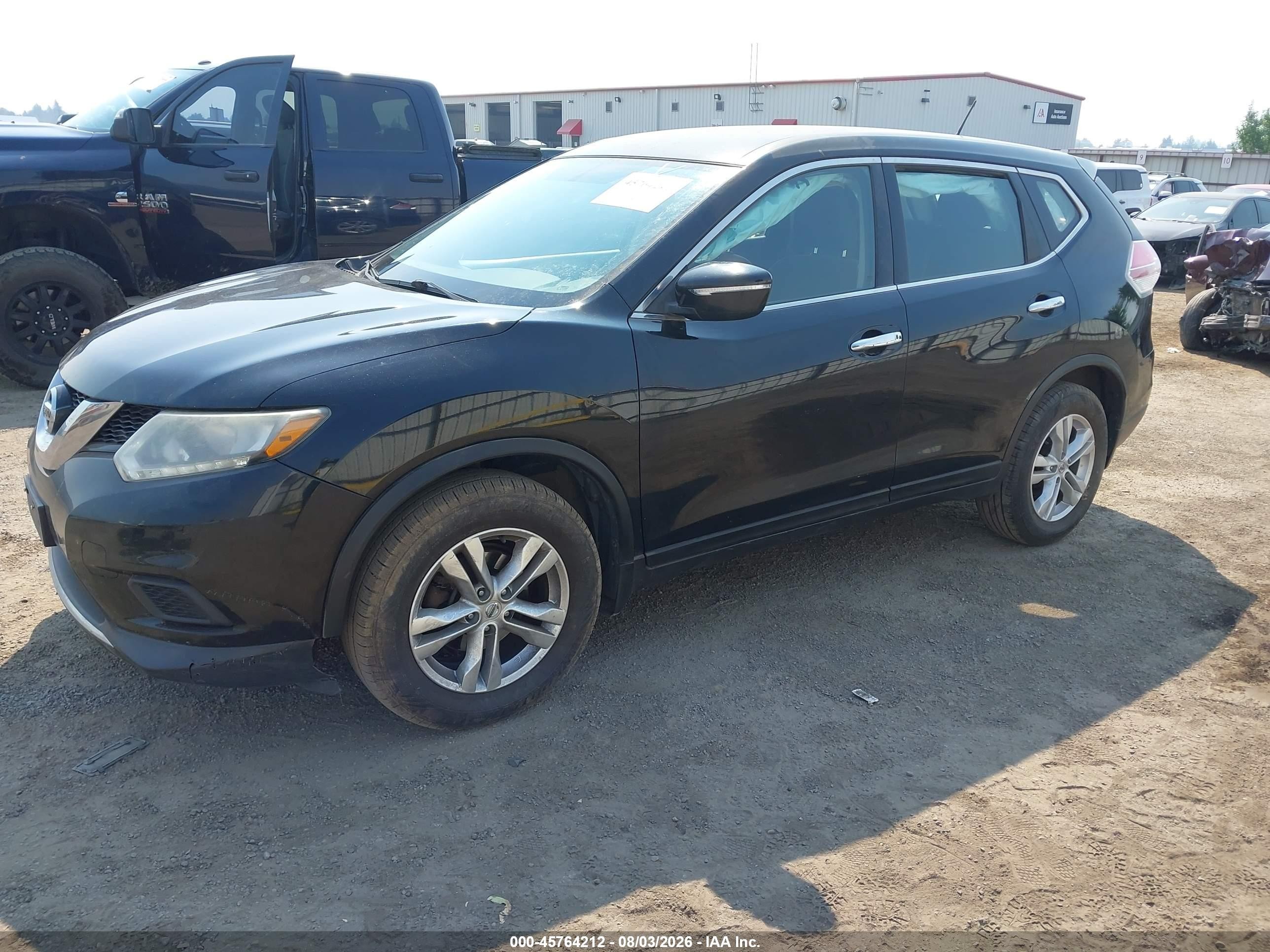 2015 Nissan Rogue S Black vin: KNMAT2MV7FP540331
