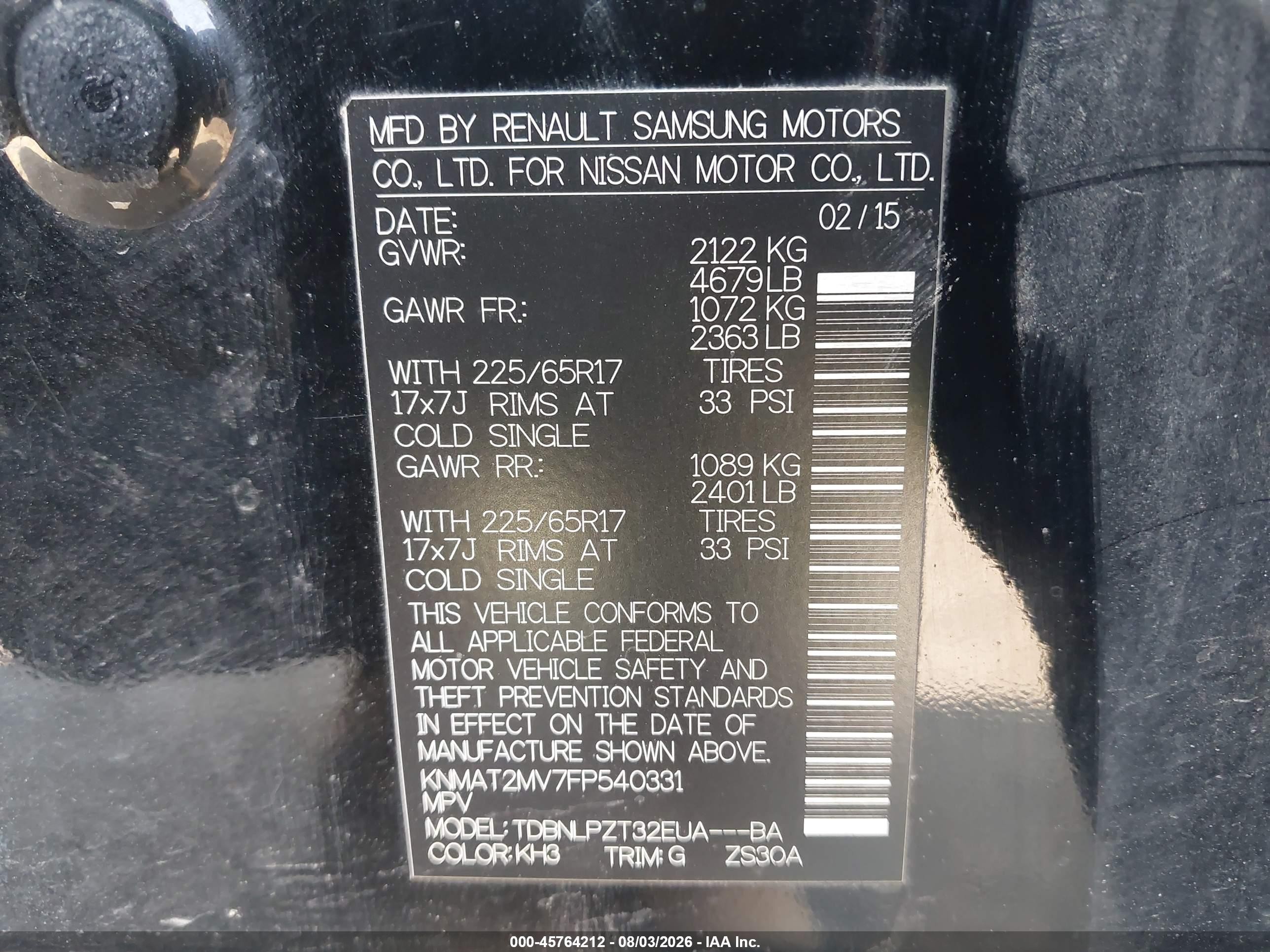 2015 Nissan Rogue S Black vin: KNMAT2MV7FP540331