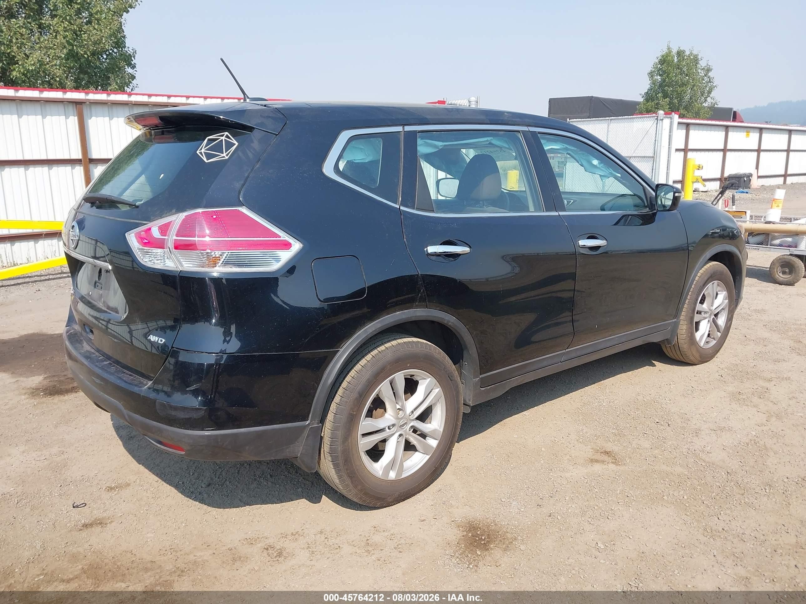2015 Nissan Rogue S Black vin: KNMAT2MV7FP540331