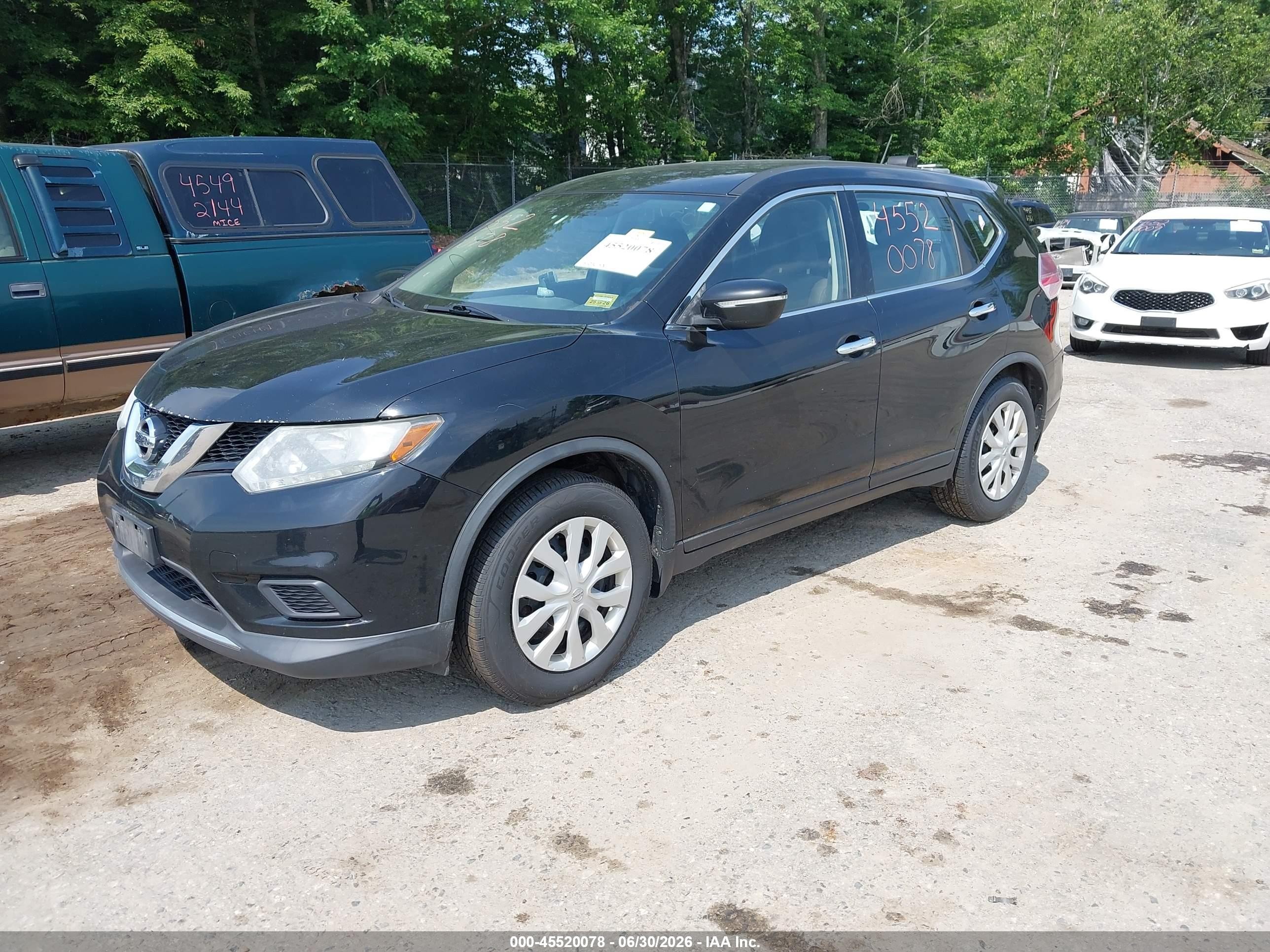 2015 Nissan Rogue S Black vin: KNMAT2MV7FP550115