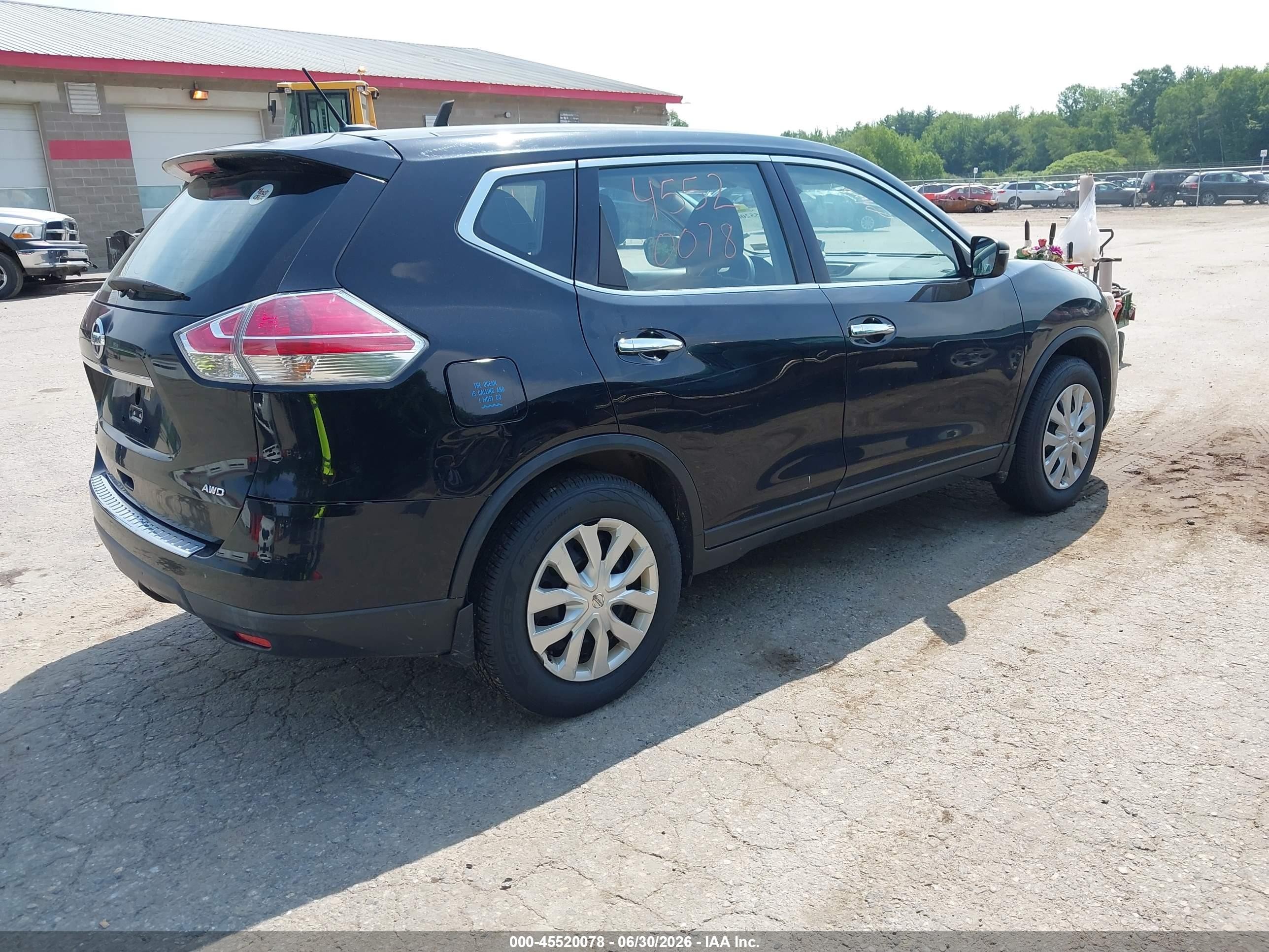 2015 Nissan Rogue S Black vin: KNMAT2MV7FP550115