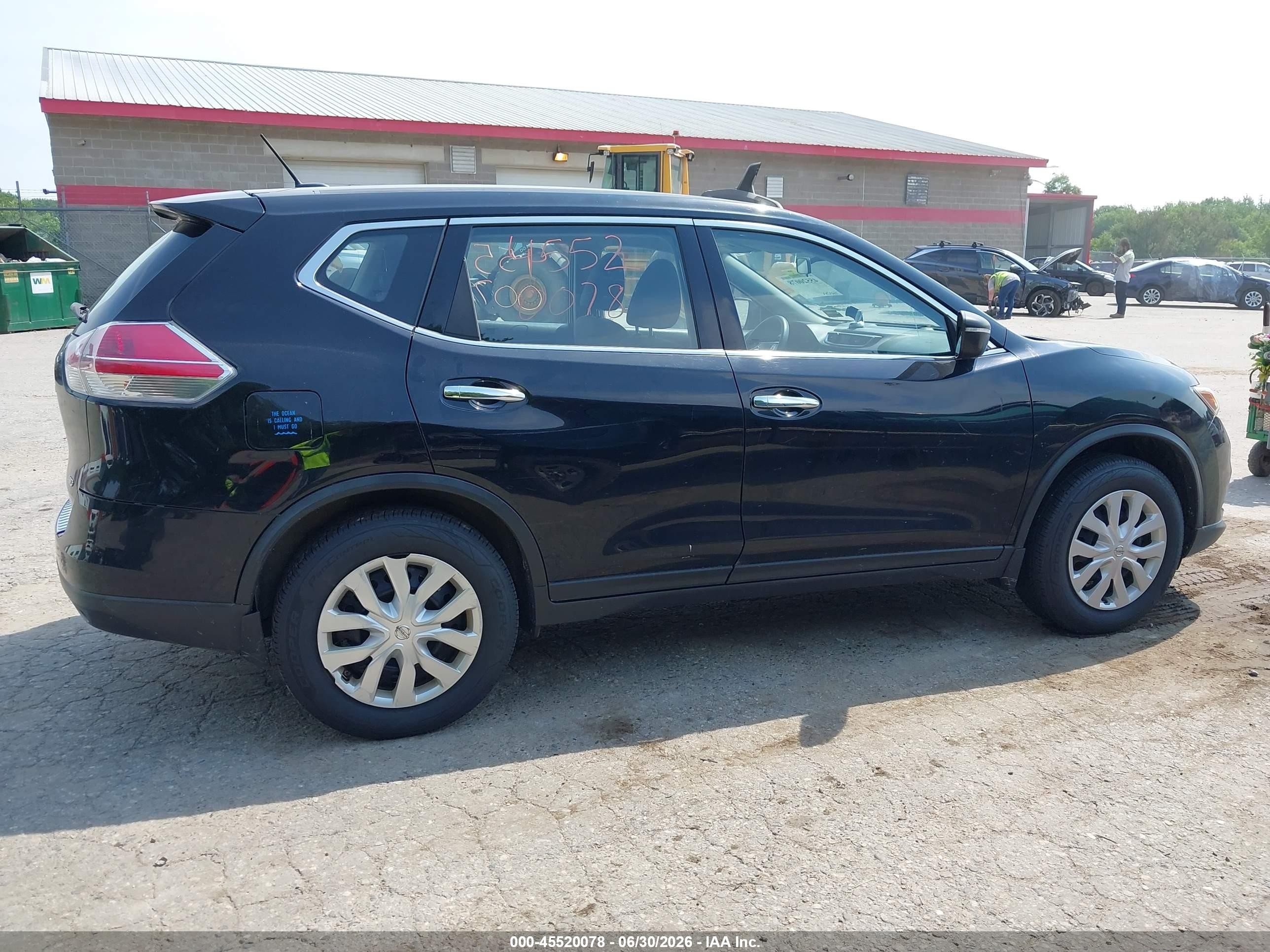 2015 Nissan Rogue S Black vin: KNMAT2MV7FP550115