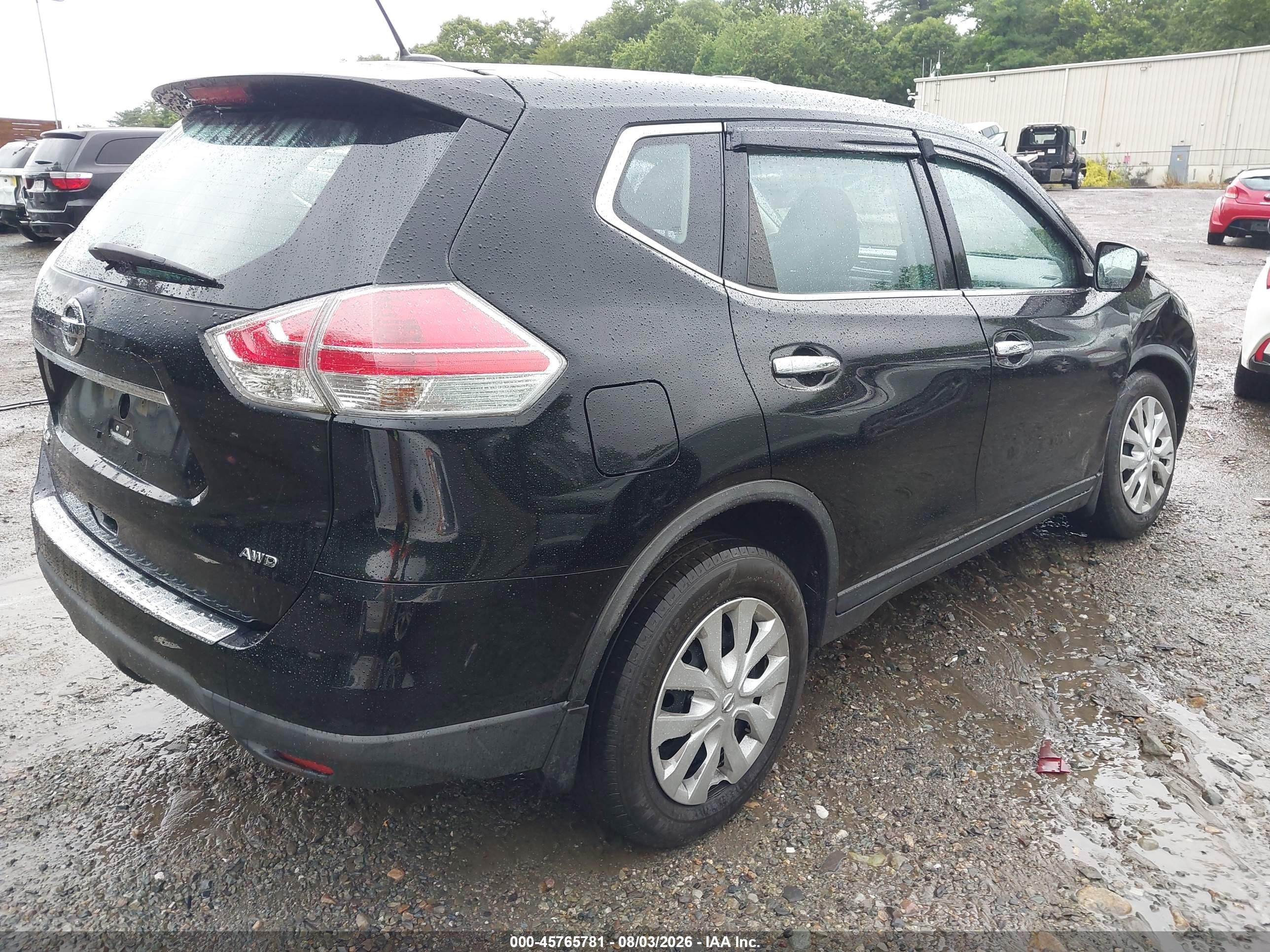 2015 Nissan Rogue S Black vin: KNMAT2MV7FP565469
