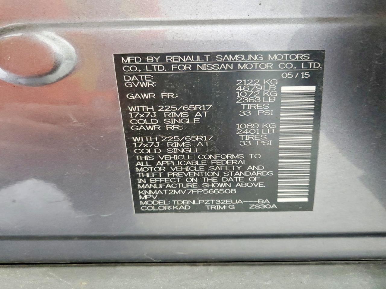 2015 Nissan Rogue S Gray vin: KNMAT2MV7FP566508