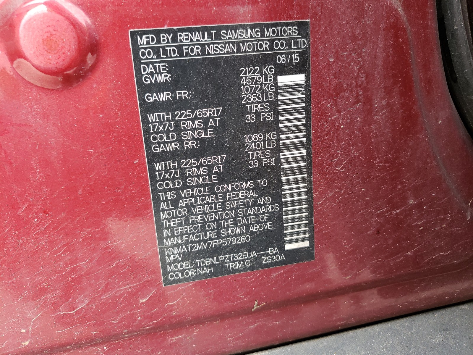 2015 Nissan Rogue S Красный vin: KNMAT2MV7FP579260