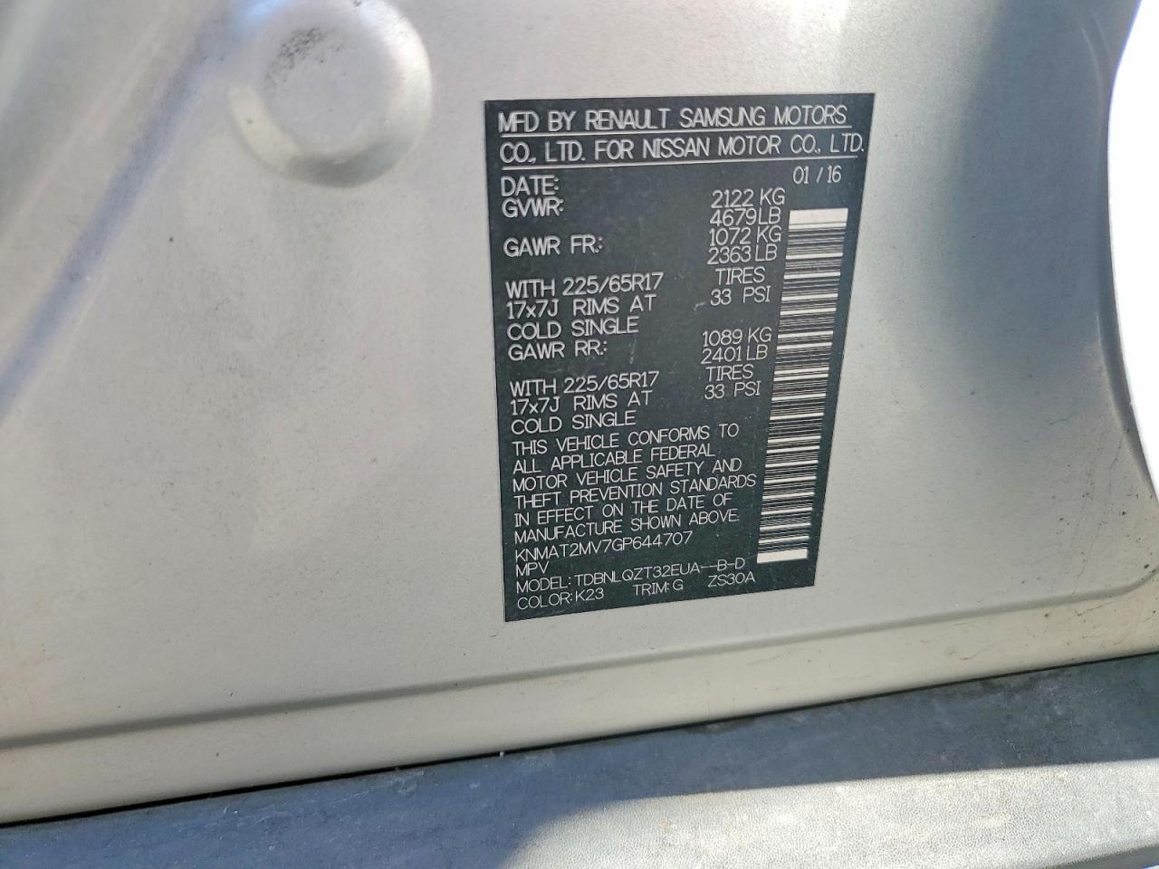 2016 Nissan Rogue Sv Silver vin: KNMAT2MV7GP644707