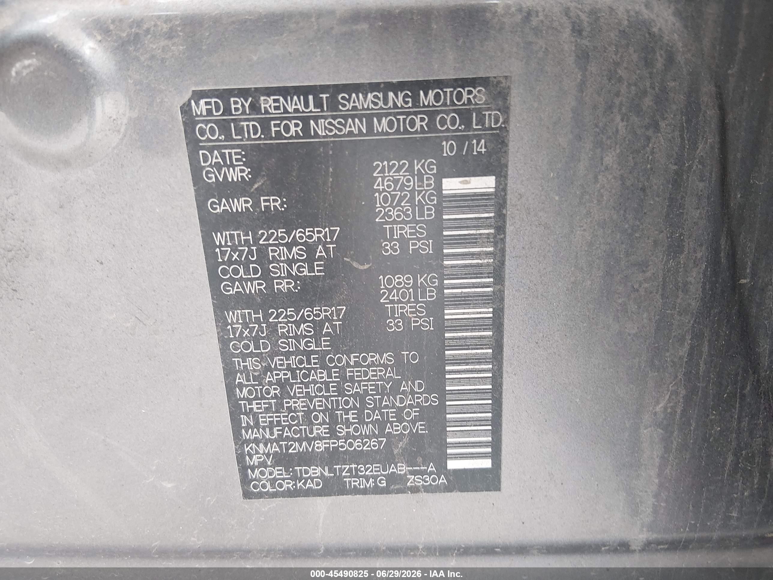 2015 Nissan Rogue Sv Gray vin: KNMAT2MV8FP506267
