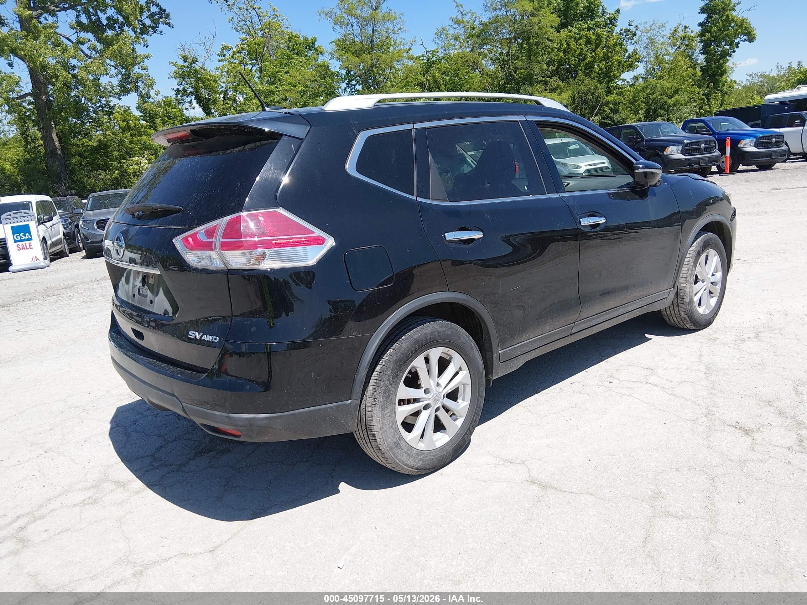 2015 Nissan Rogue Sv Black vin: KNMAT2MV8FP519973